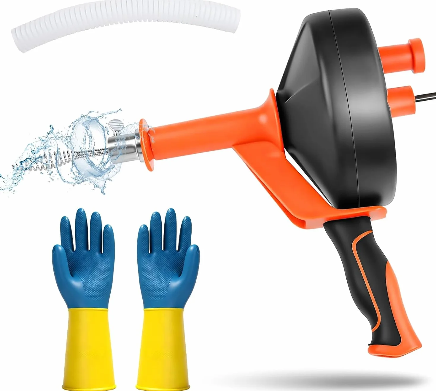 Molla Sturatubi Professionale 10 m, Elettrico e Manuale Stura Scarichi con Attacco per Trapano