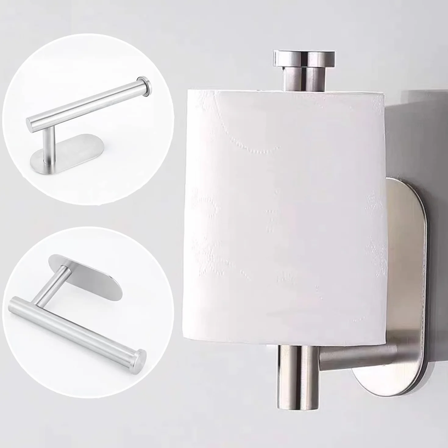 Set di Porta Asciugamani Bagno Adesivo 7 Pezzi Acciaio Inossidabile Argento 16 Pollici
