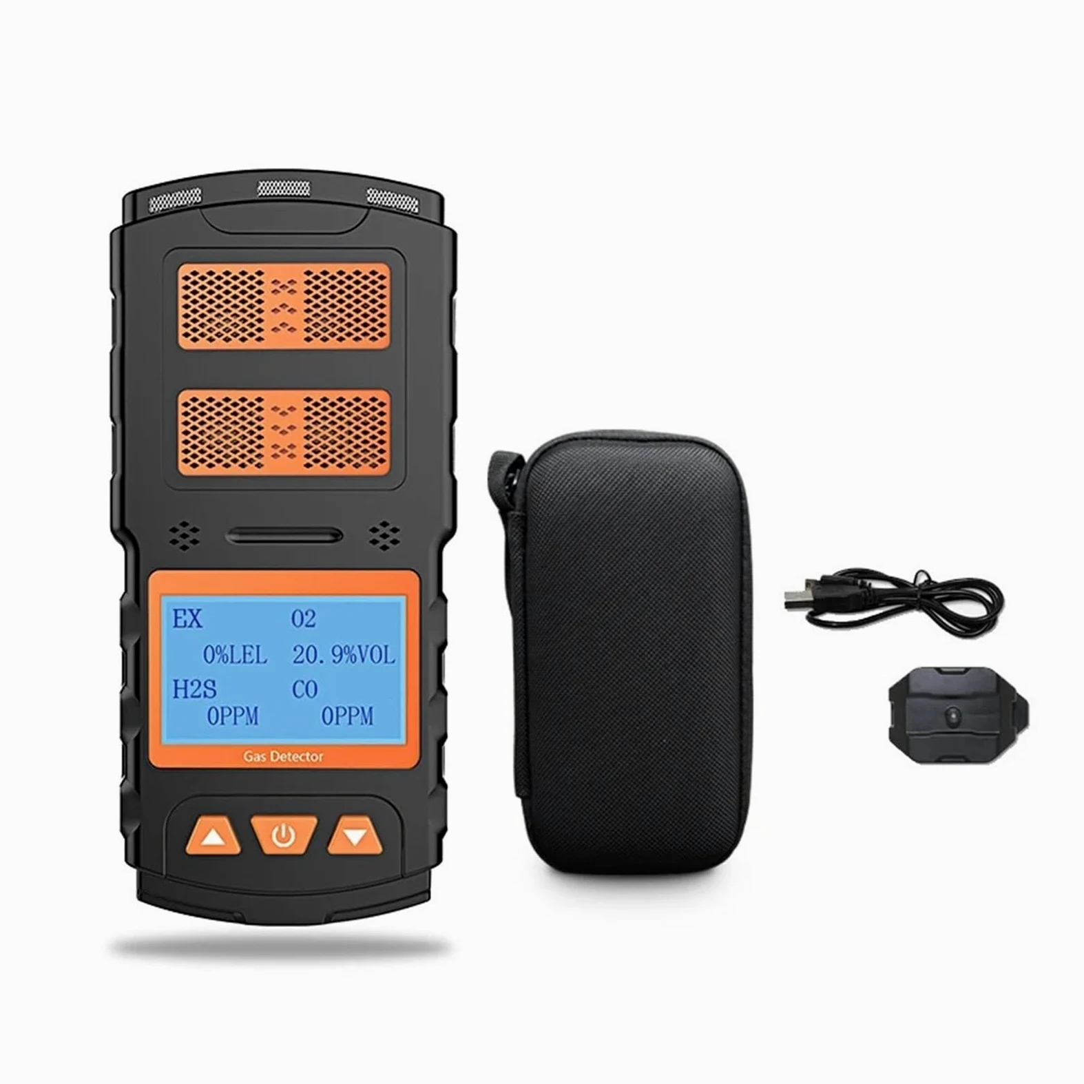 Rilevatore portatile multigas EX O2 H2S CO con display LCD, misuratore di gas con luce e suono ricaricabile for lavoro e casa Interno/esterno(CH2O)