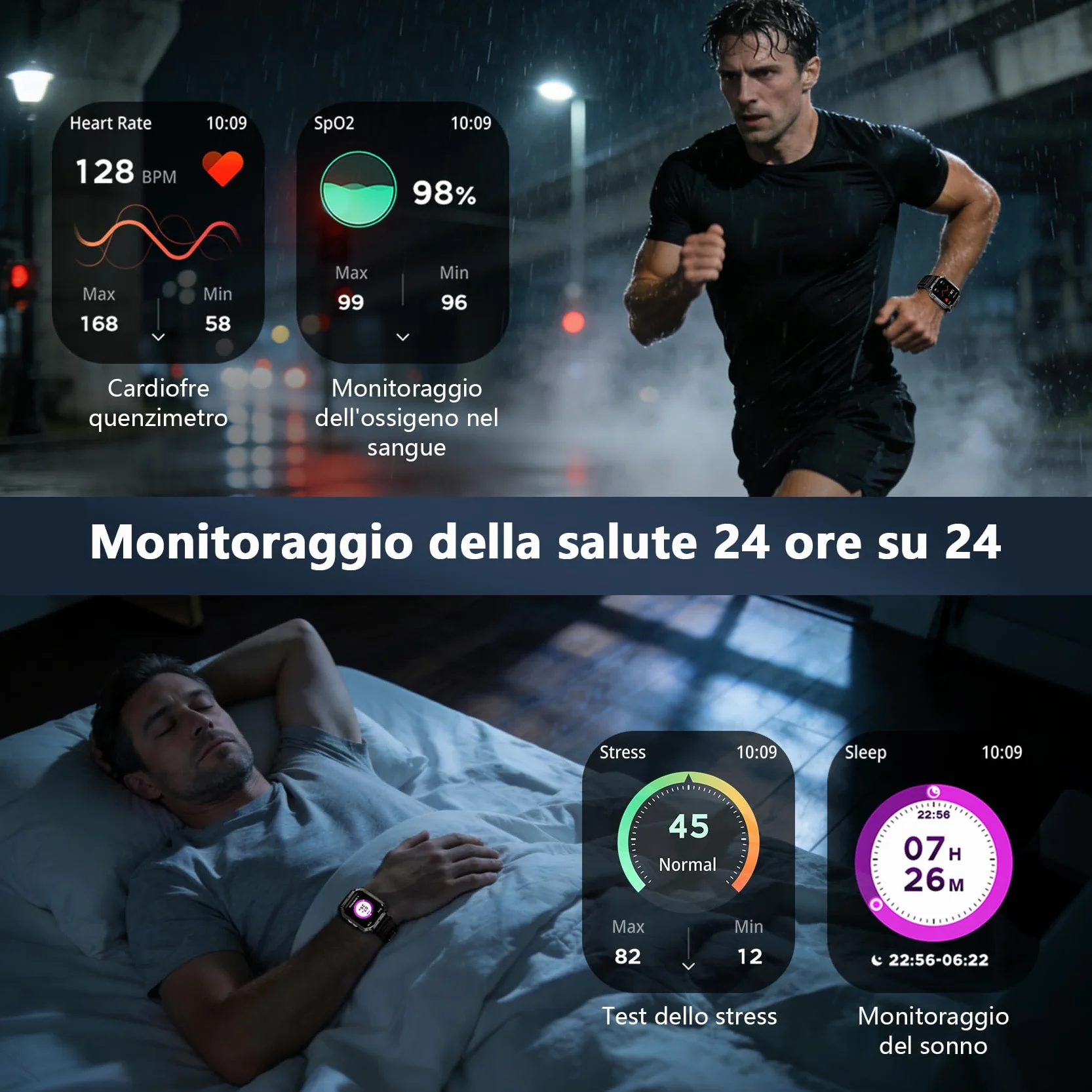 Blackview Smartwatch Uomo, Orologio Intelligente Fitness con Chiamate Bluetooth, 2.01" Militari Smart Watch Tracker 100+ Modalità Sportive/Cardiofrequenzimetro/SpO2/Torcia/Bussola per Android iOS