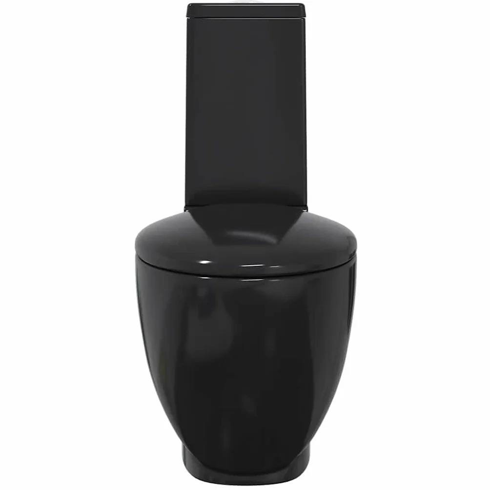 vidaXL WC Toilette in Ceramica da Bagno Nero Soft Close con Scarico Sanitari