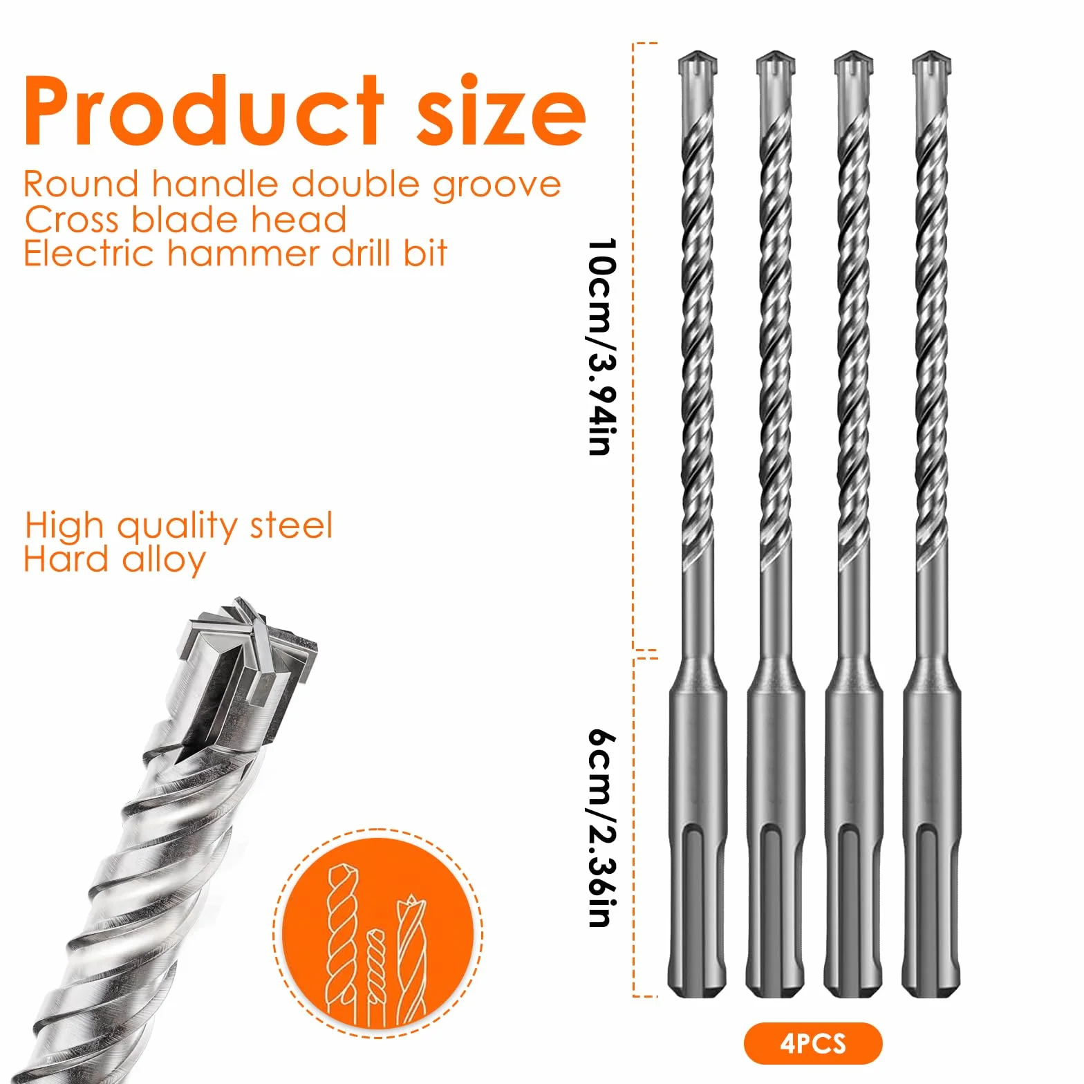 Punte per trapano SDS 6x160 mm, punte per pietra da 6mm, foratura calcestruzzo cemento mattoni