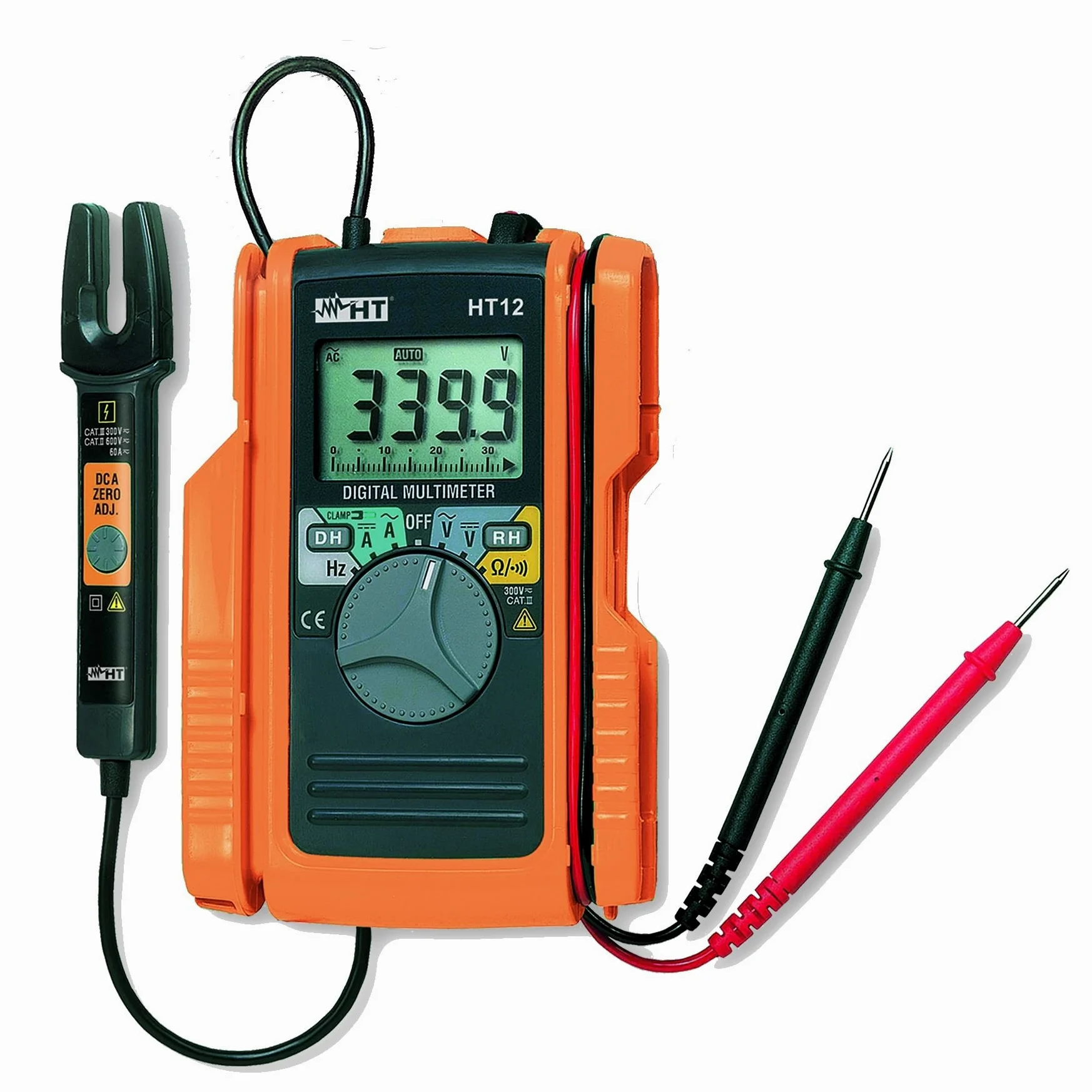 HT Instruments HT12 Hand-Multimeter, Stromzange digital CAT II 600 V, CAT III 300 V Anzeige (Counts): 3400 (HT12)