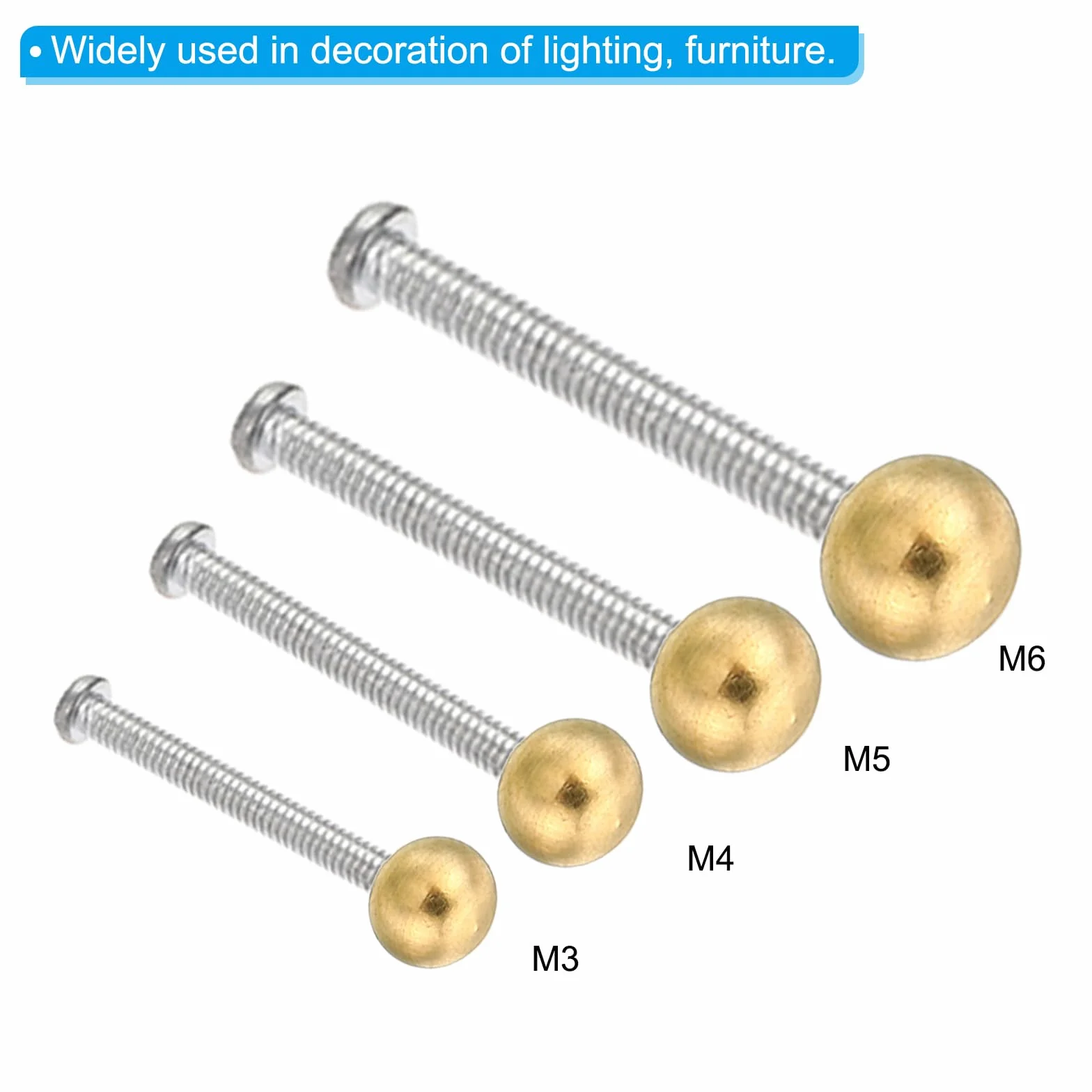 PATIKIL Ottone Sfera Dadi Pomello M4x0.7 10pz Lampada Decorazioni Vite Cappucci