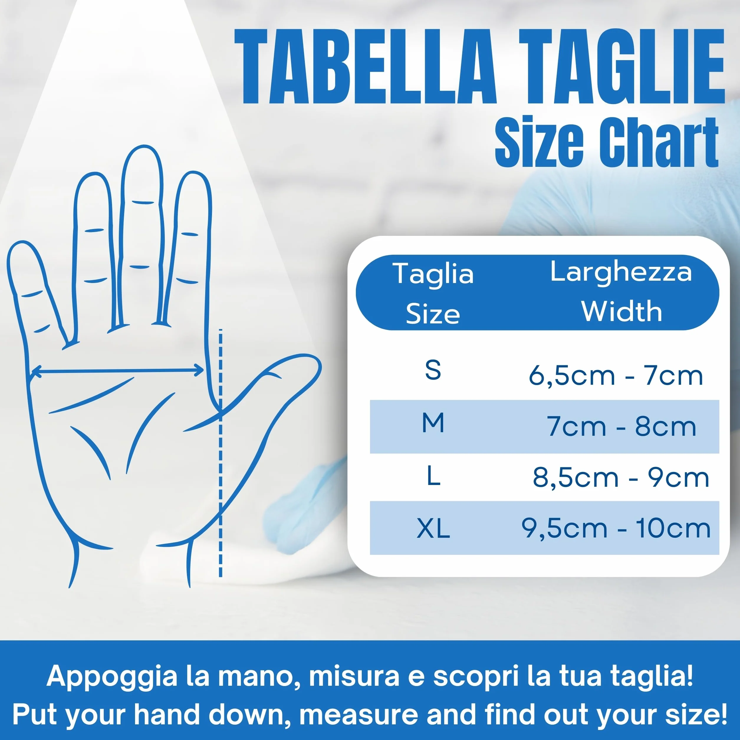 Bottari Guanti in Nitrile Monouso Blu, Senza Talco, Confezione da 100 Pezzi, Taglia XL, Anallergici, Resistenti