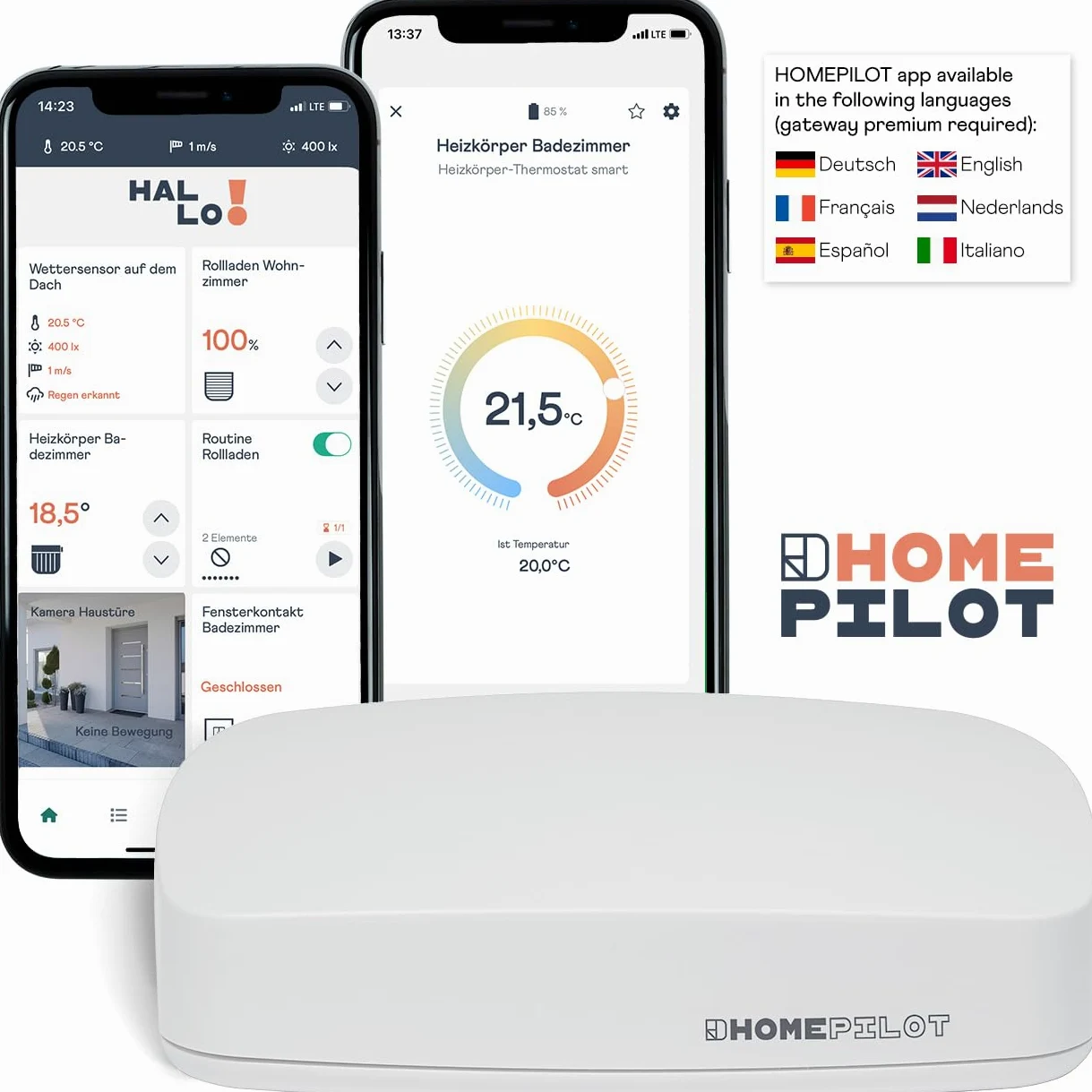 Home Pilot - Valvola termostatica smart per il controllo dei radiatori. Risparmio energetico | Comando vocale | Riscaldamento smart | Controllo tramite app - 13601001