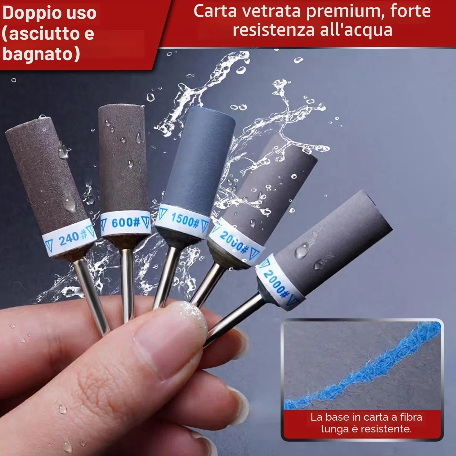 Pezzi Tamburi Abrasivi Manicotti Dremel 180/240/600/1000/1500/2000 Grana 3 mm Legno Levigatura Lucidatura
