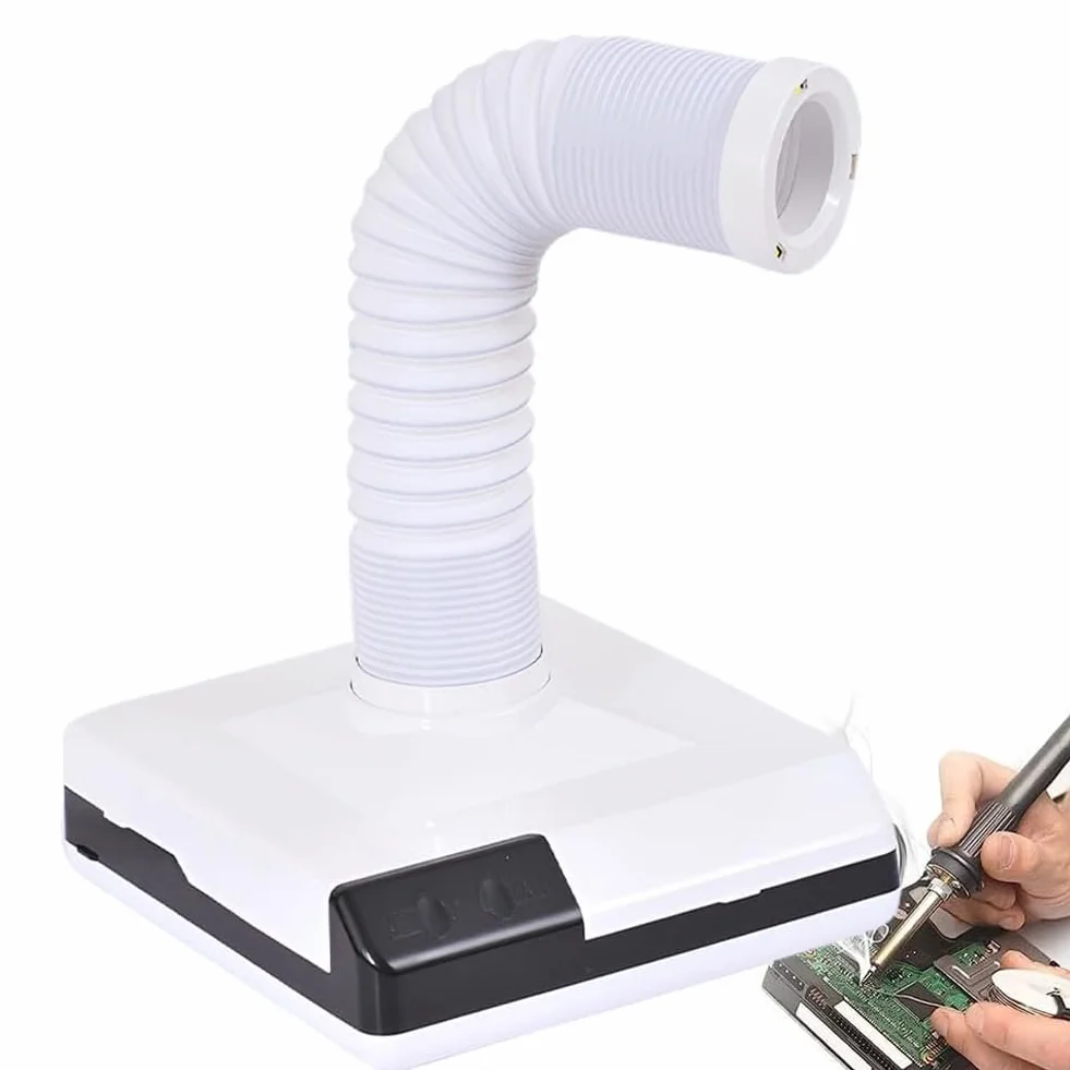 Mini assorbitore di fumo con luce LED portatile per polvere unghie fumi saldatura aspirapolvere da tavolo silenzioso white