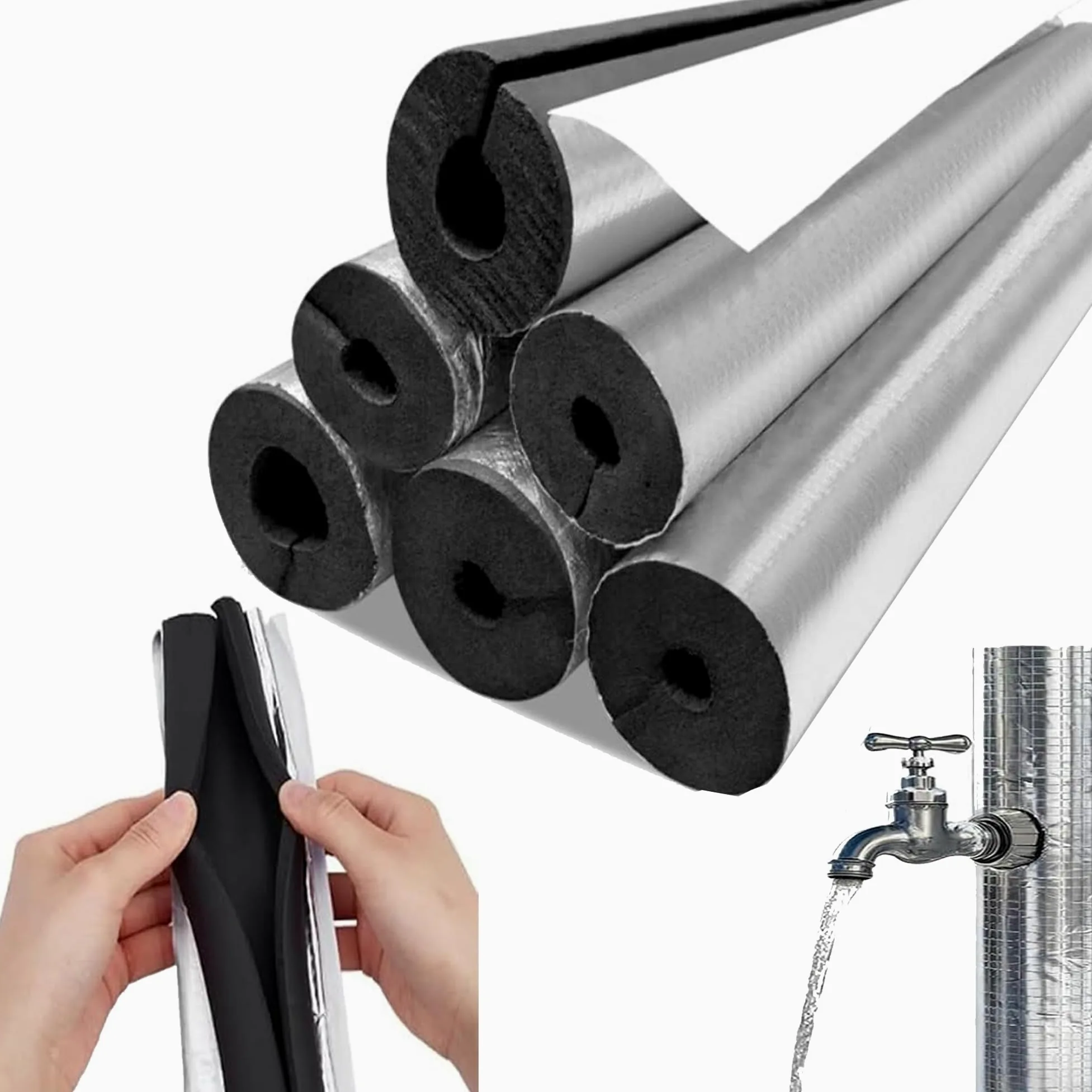 Guaina Isolante in Gomma Tubo Isolante in Schiuma Tubi in Schiuma Tubo Isolante Antigelo per Esterni Isolante Autosigillante Tubi Condizionatore per Tubi dell'Acqua Fredda e Calda (ID)110mm x (T)20mm