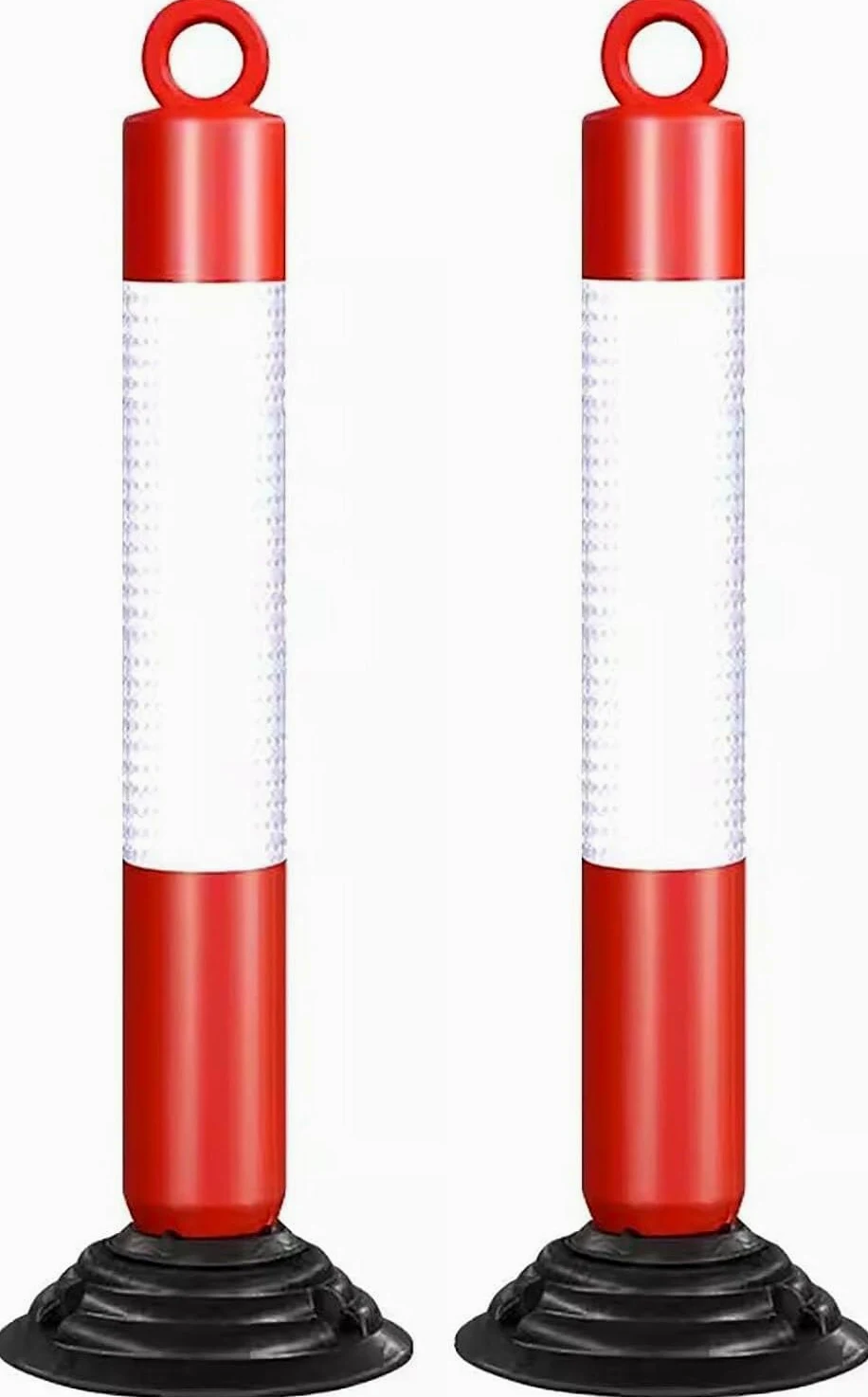 Coni di sicurezza stradale neator Post Cone 80cm Alto Segnale riflettente di pericolo per vialetto, Dissuasore flessibile in plastica per il controllo della folla in parcheggio BER (Nero)