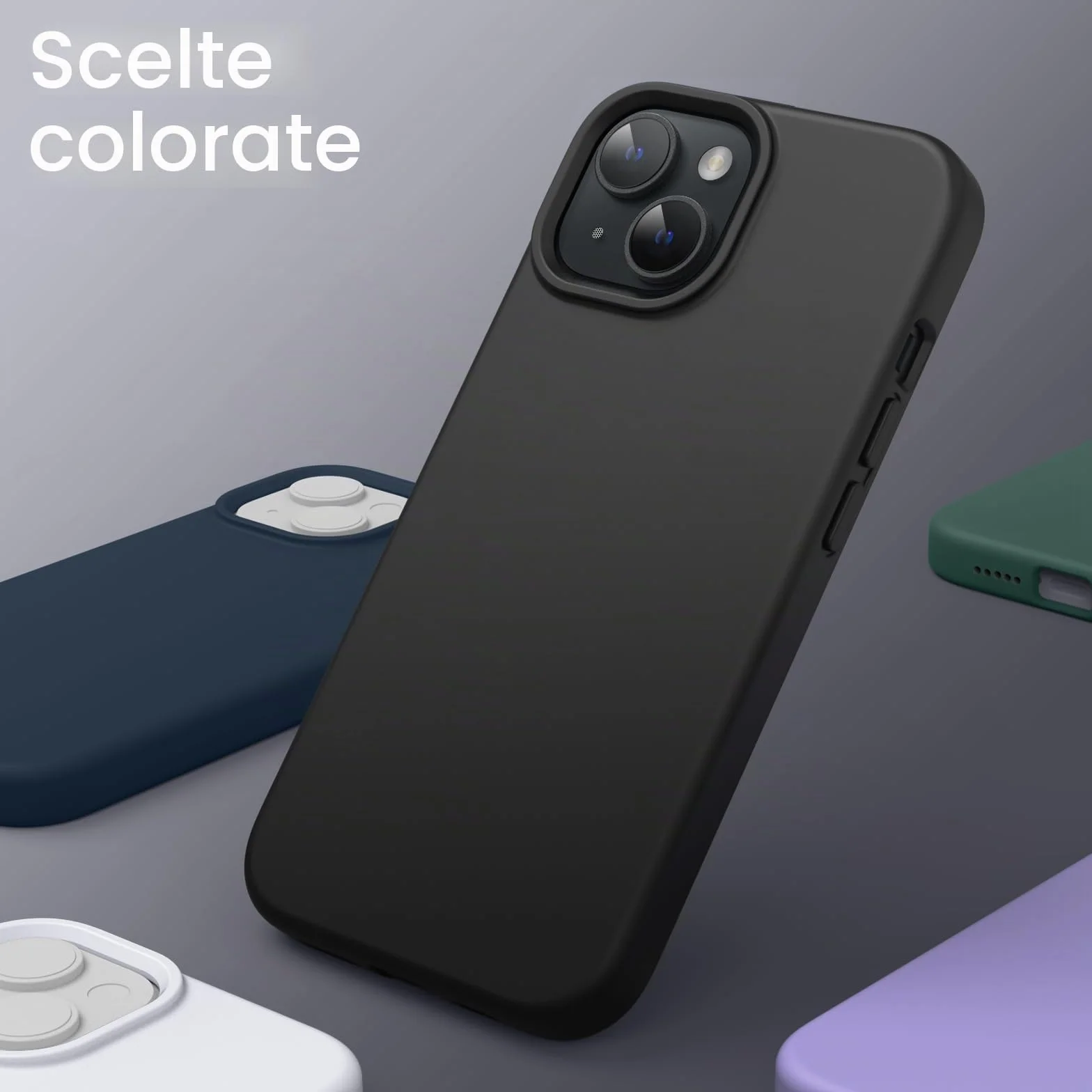 JETech Cover in Silicone per iPhone 13 6,1 Pollici, Custodia Protettiva per Tutto il Corpo Morbida al Tatto, Copertura Antiurto con Fodera in Microfibra (Nero)