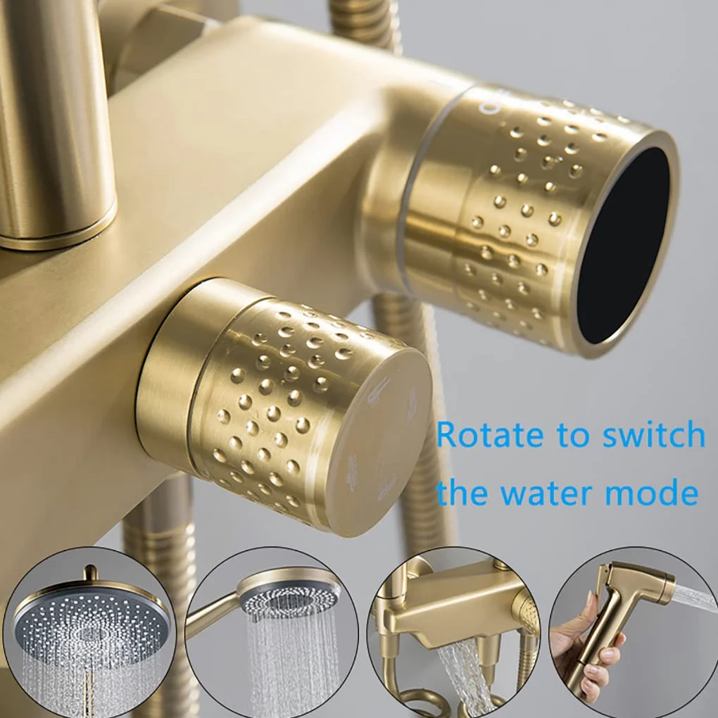 Set Doccia con Rubinetto e Display Digitale a LED, Montaggio a Parete, soffione da 10 Pollici, doccetta, soffione Bidet, Spazzolato