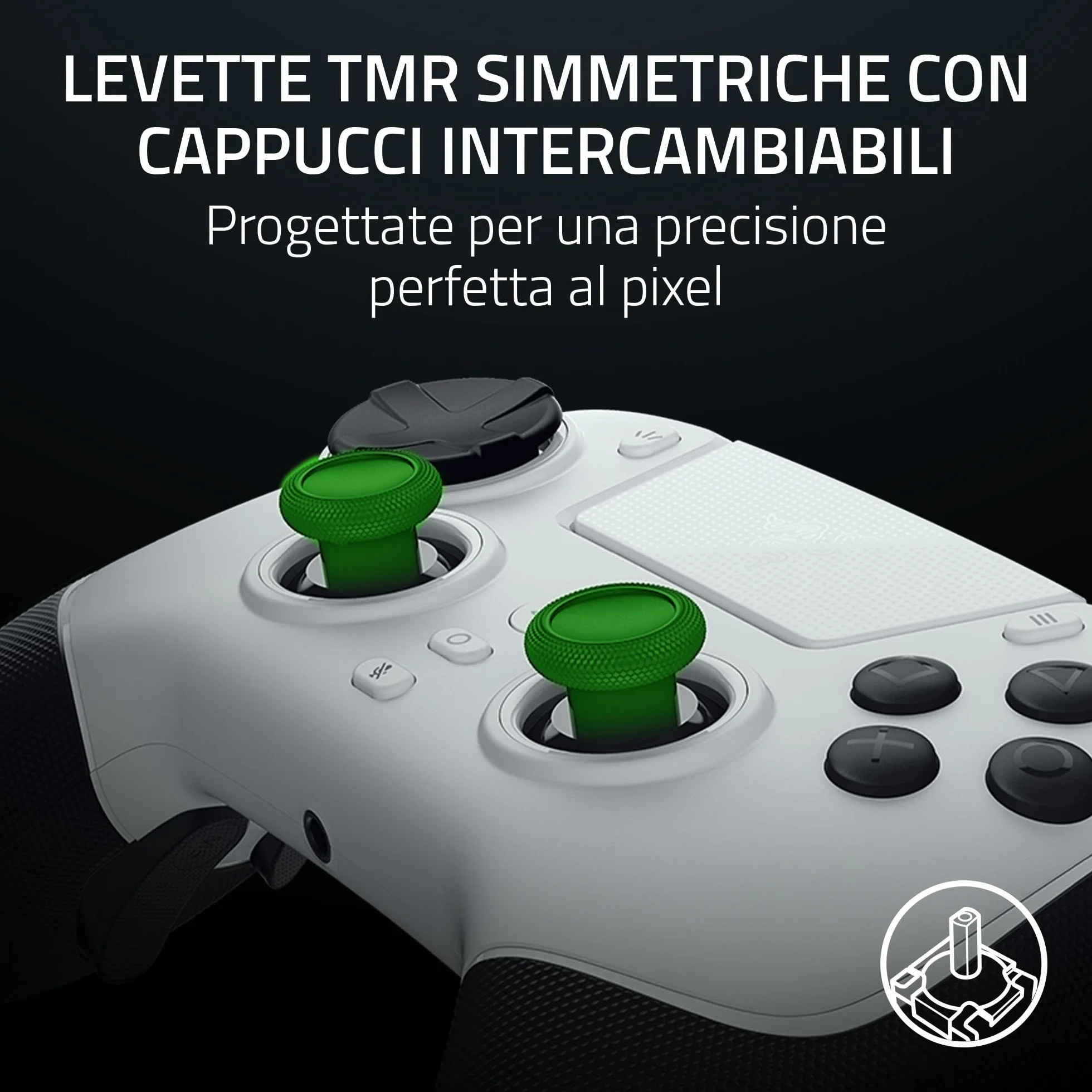 Razer Raiju V3 Pro - Controller wireless per e-sport per PlayStation 5 e PC - 4 pulsanti rimovibili e 2 bumper con impugnatura a artiglio - Stick analogici TMR - Pro HyperTrigger | Bianco