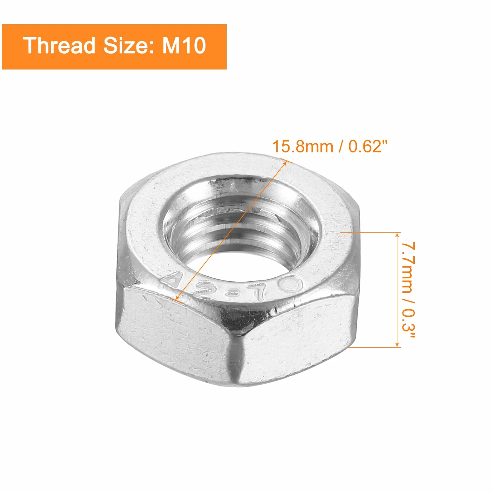 QUARKZMAN M10x1,5mm Nakrętka Sześciokątna 304 Stal Nierdzewna Lewa 10szt