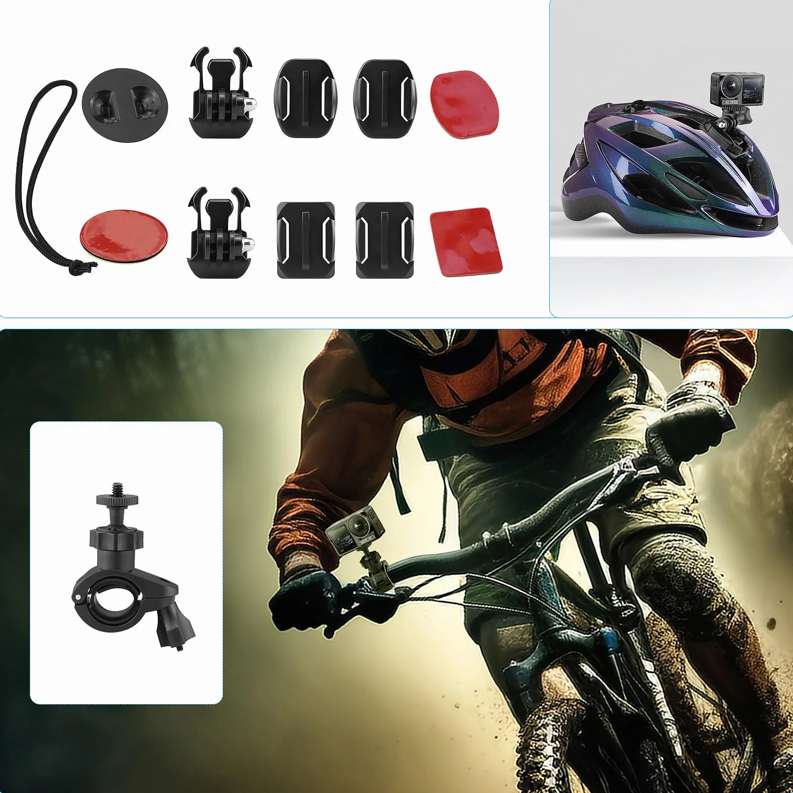 Kit Accessori Action Cam, compatibile con GoPro, AKASO, Campark, Crosstour, APEMAN, COOAU, Apexcam, WOLFANG, Surfola, SJCAM