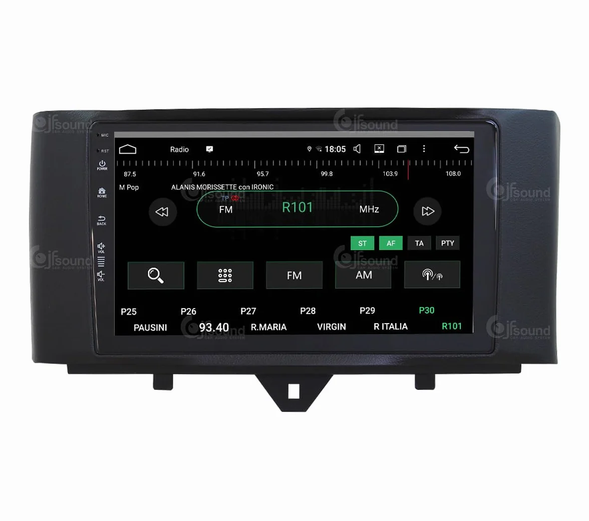 Autoradio Android JF-039SO-UP compatibile con SMART FORTWO 451 2011-2015 | CarPlay e Android Auto | GPS | DAB+ |9 pollici HD | Prodotto in Italia