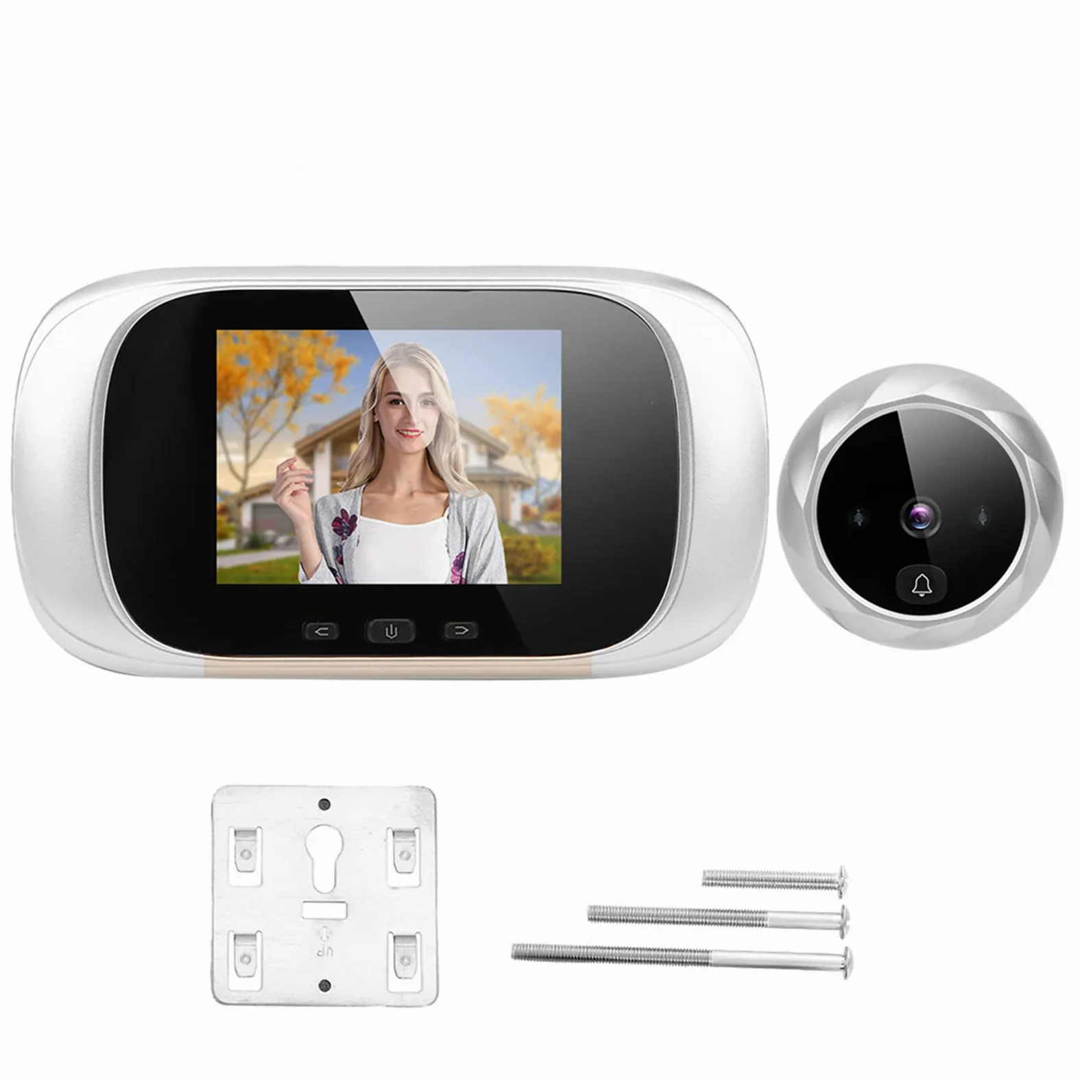 Cryfokt Spioncino Digitale TFT LCD 2,8 Pollici, Telecamera per Porta con Visione Notturna IR, Campanello Ding Dong e Memorizzazione Ciclica for Sicurezza Domestica (SILVER)