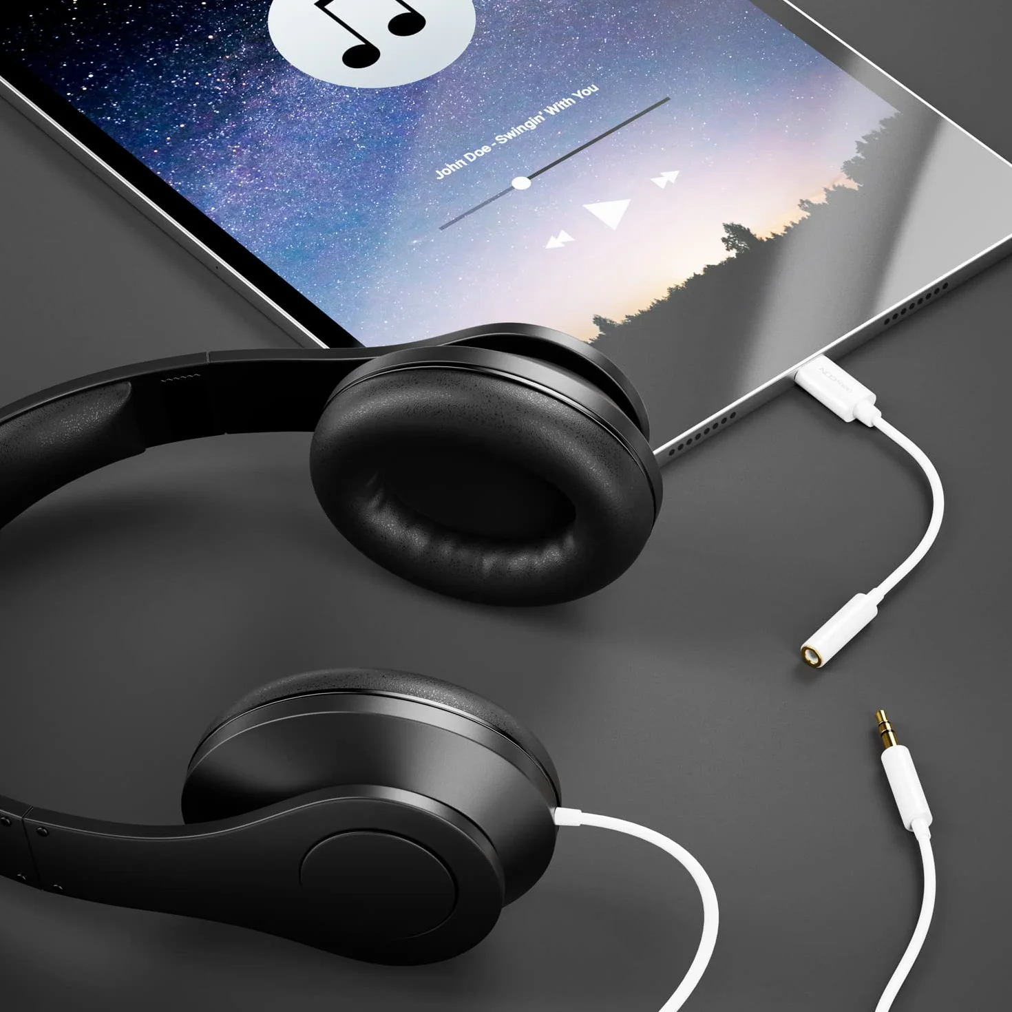 deleyCON 10cm Adattatore Cuffie USB‑C a Jack 3,5mm AUX - Compatibile con Apple, Samsung, Google, Huawei, Xiaomi, Smartphone, Tablet, Laptop, PC, Surface, Cuffie e Altoparlanti - Bianco