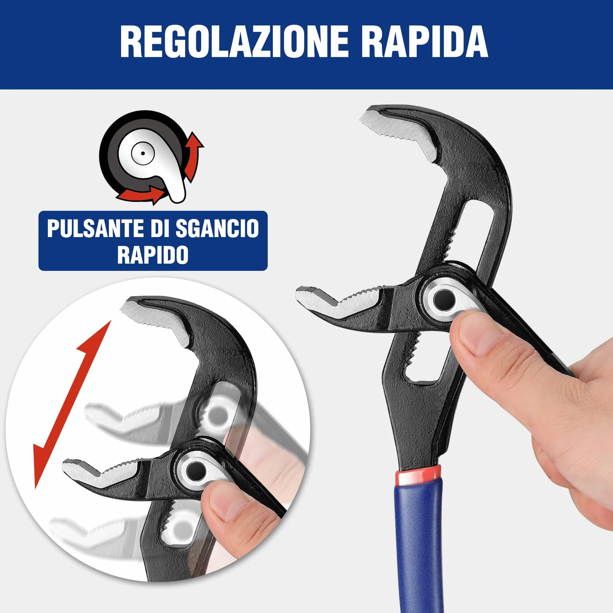 WORKPRO Pinze Regolabili per Tubi e Dadi 2 Pezzi, 200mm e 250mm