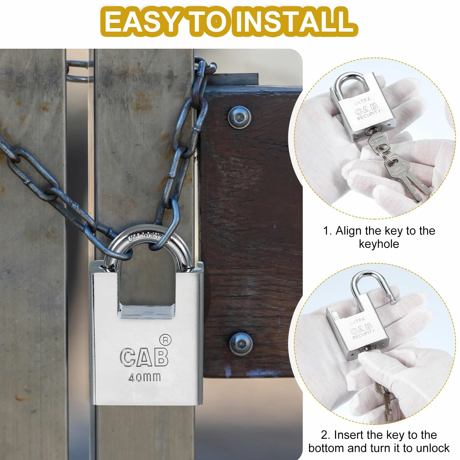 PATIKIL Lucchetti In Acciaio Inossidabile 68mm (2-11/16"), 2 Pezzi Lucchetti Ad Alta Sicurezza Con Chiavi Diverse Lucchetto Scudato Con Archetto Rinforzato E Chiavi, Argento