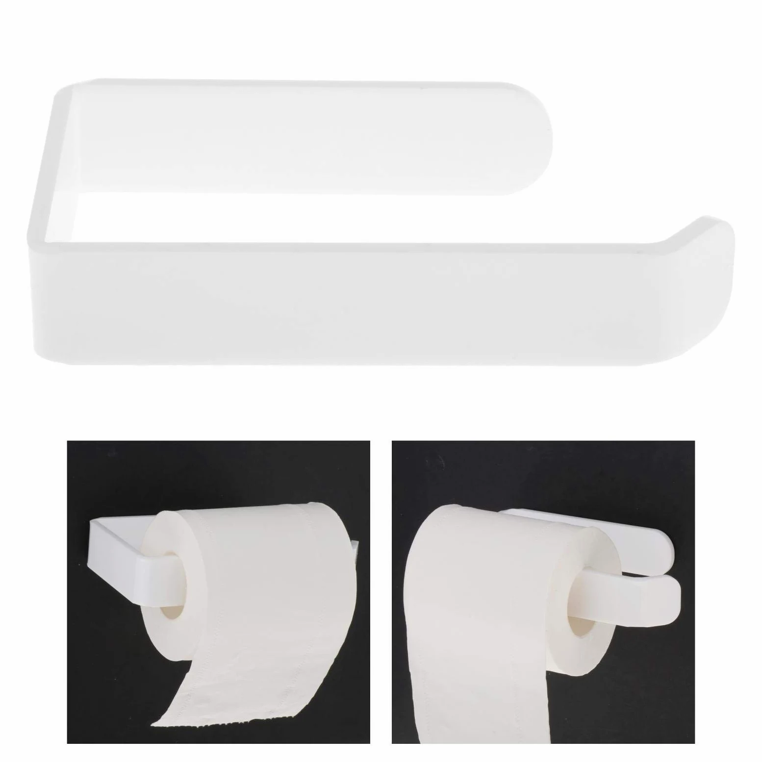 XYNSNDB Portarotolo Adesivo Acrilico Bianco per Bagno e Cucina Installazione Semplice Senza Foratura Supporto a Parete per Carta velina