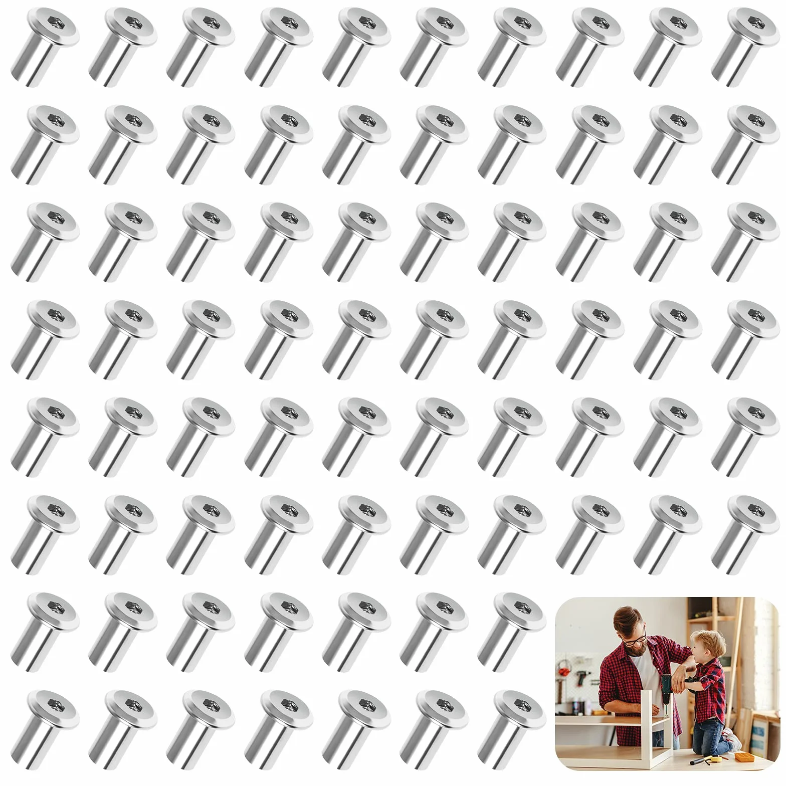 Dadi a Manicotto M6 100 PCS Acciaio Inossidabile per Mobili