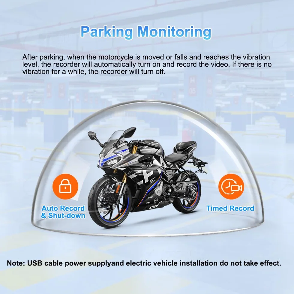Dashcam per moto VSYSTO, 5,0 pollici, impermeabile, touchscreen per auto e Android con doppia telecamera anteriore e posteriore 150°, 1080P, visione notturna, navigazione GPS, telecomando (CS5-Pro)