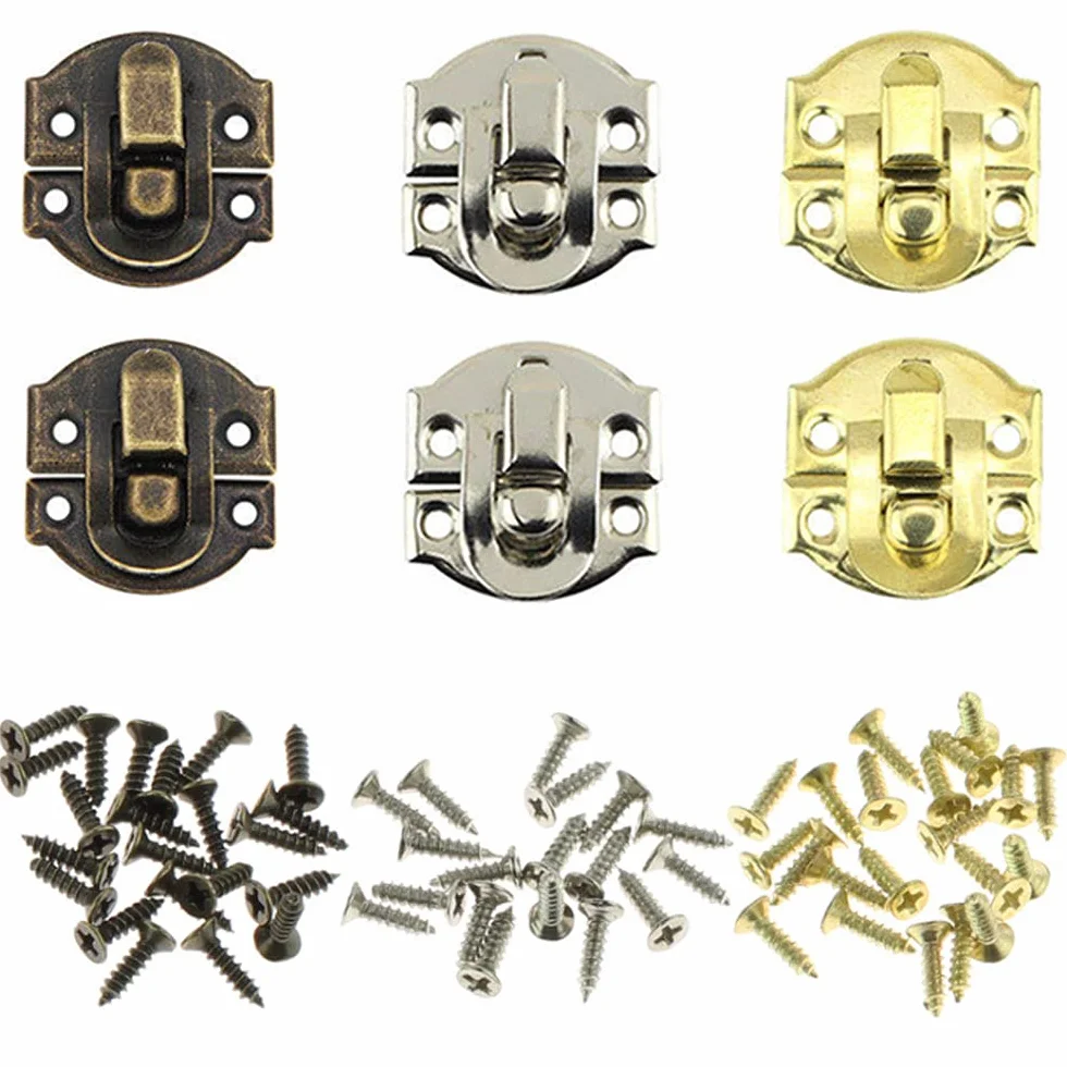 Vintage Box Latch Hasp 30 Pezzi Chiusura Serratura in Ferro Metallo Retrò con 120 Viti per Armadietto