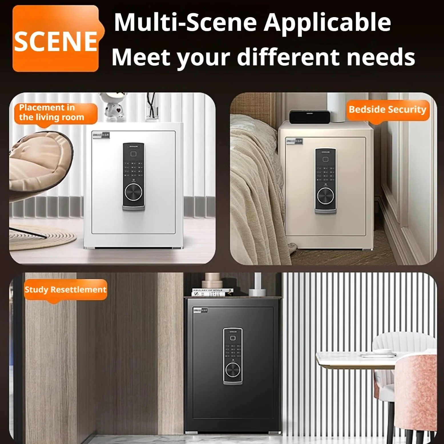 Cassaforte antifurto, grande capacità con accesso a impronte digitali e password per camera da letto/soggiorno, design sicuro e durevole, 60 cm