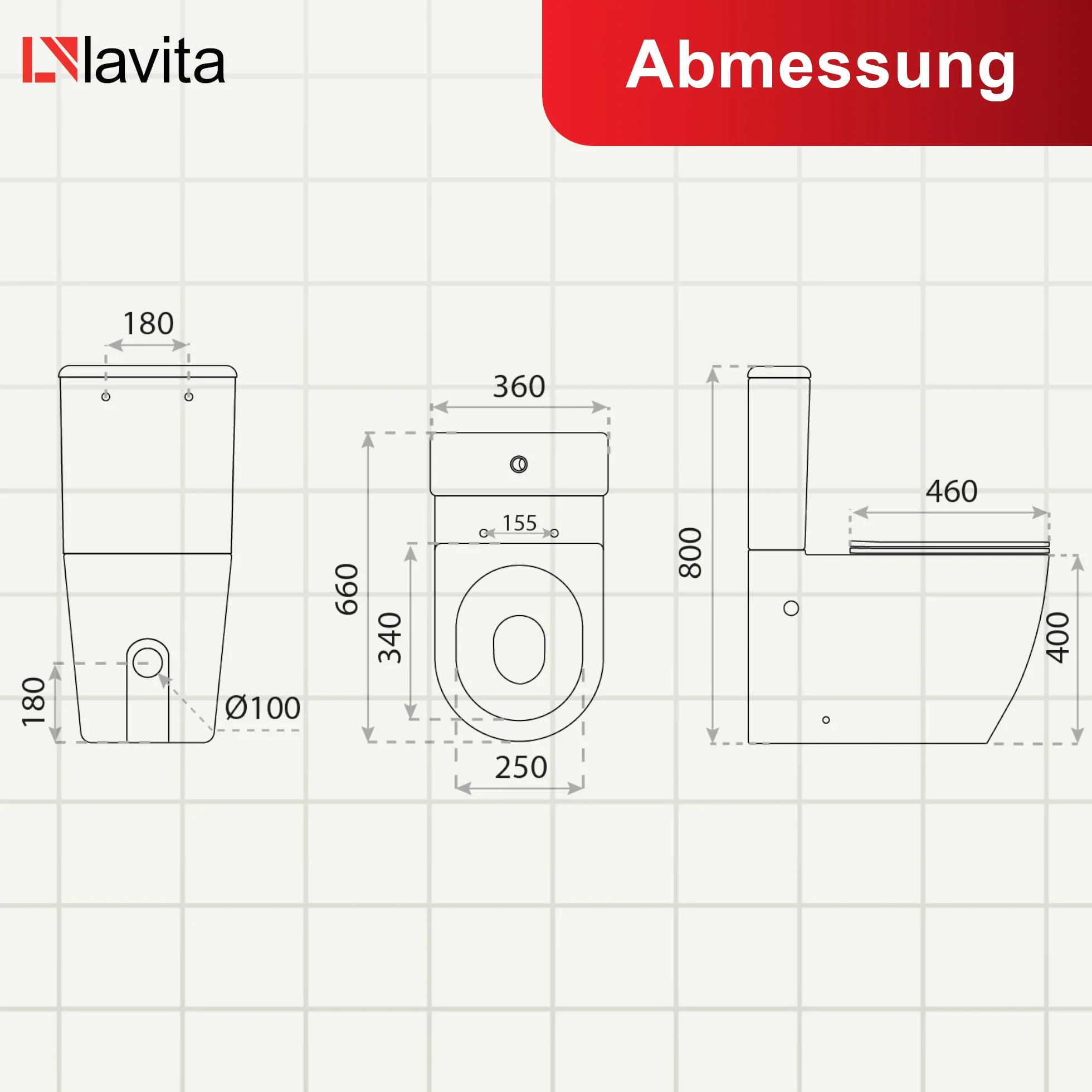 LAVITA WC monoblocco con cassetta di scarico integrata RUNSON WHITE ceramica senza brida chiusura ammortizzata TORNADO