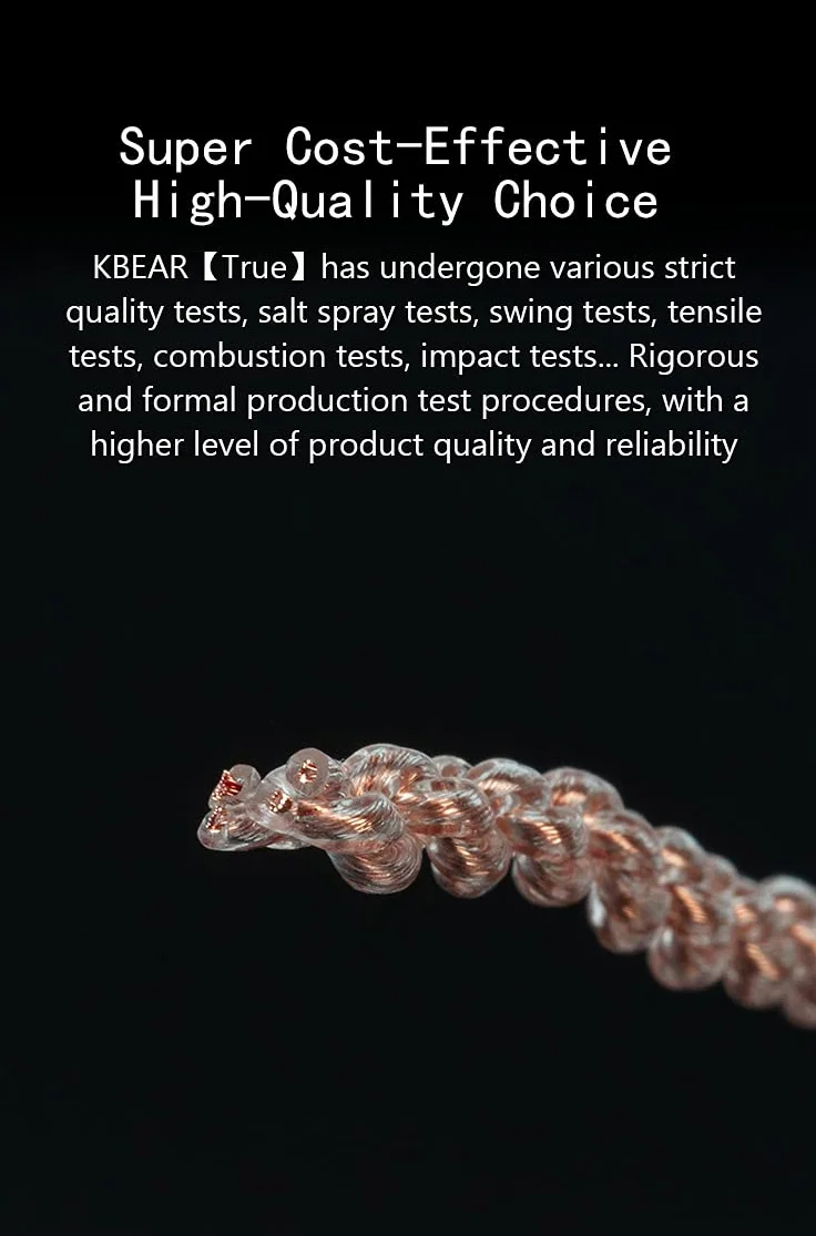 EZ EAR KBEAR - Cavo per auricolari, 4 N in rame senza ossigeno, cavo per monitor auricolari, migliora il suono per ES4, ZST ZSN ZS3, ZSR, C10, AS10, ZS10, V80, V90 (2 pin, 3,5 mm, nessun microfono)