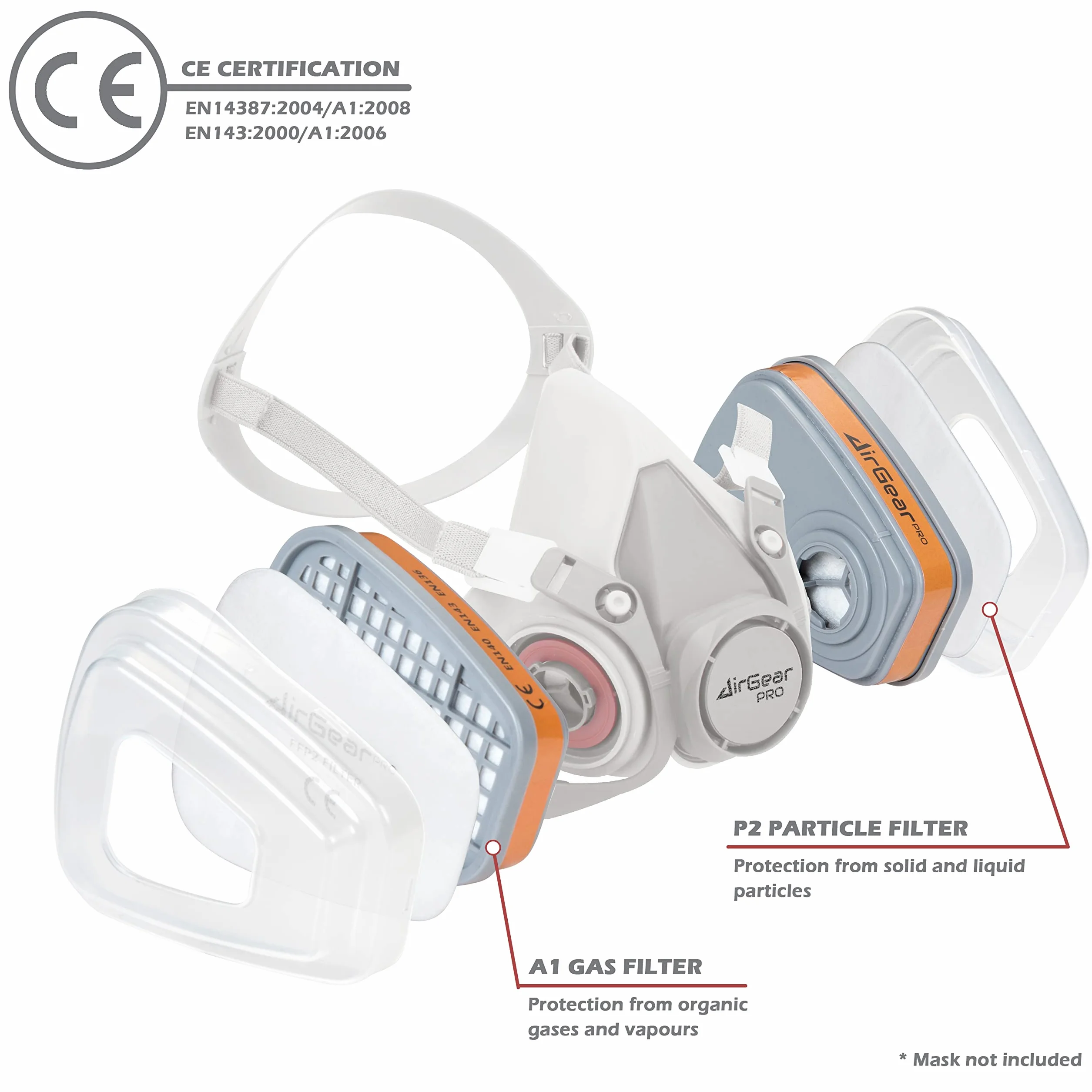 AirGearPro F-500 Filtri per Maschera G-500/M-500 Antigas Antipolvere Riutilizzabile
