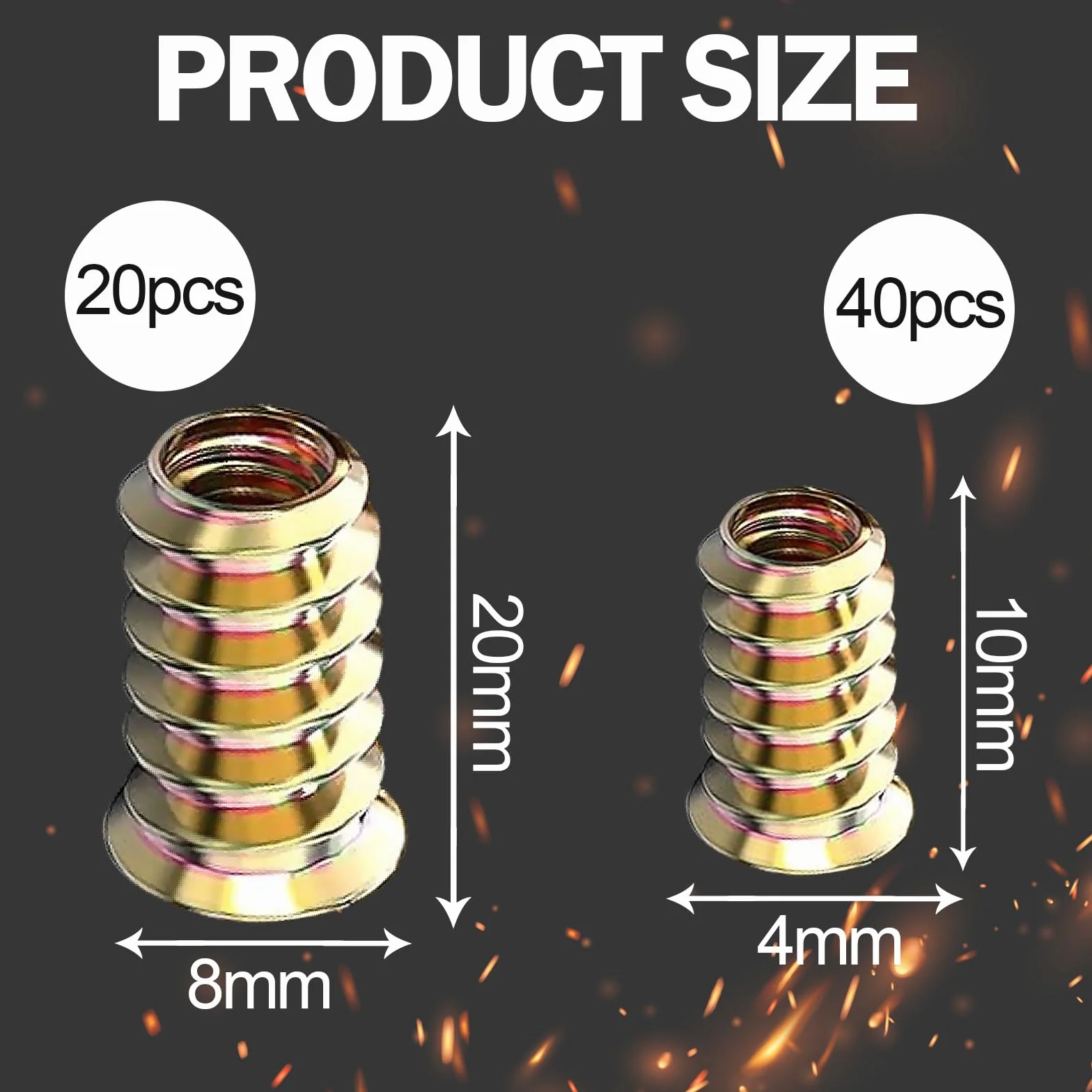 20 Pezzi Inserti Filettati M8 x 20 mm Dado avvitato Inserto Filettati Dado Inserti Filettati per Legno