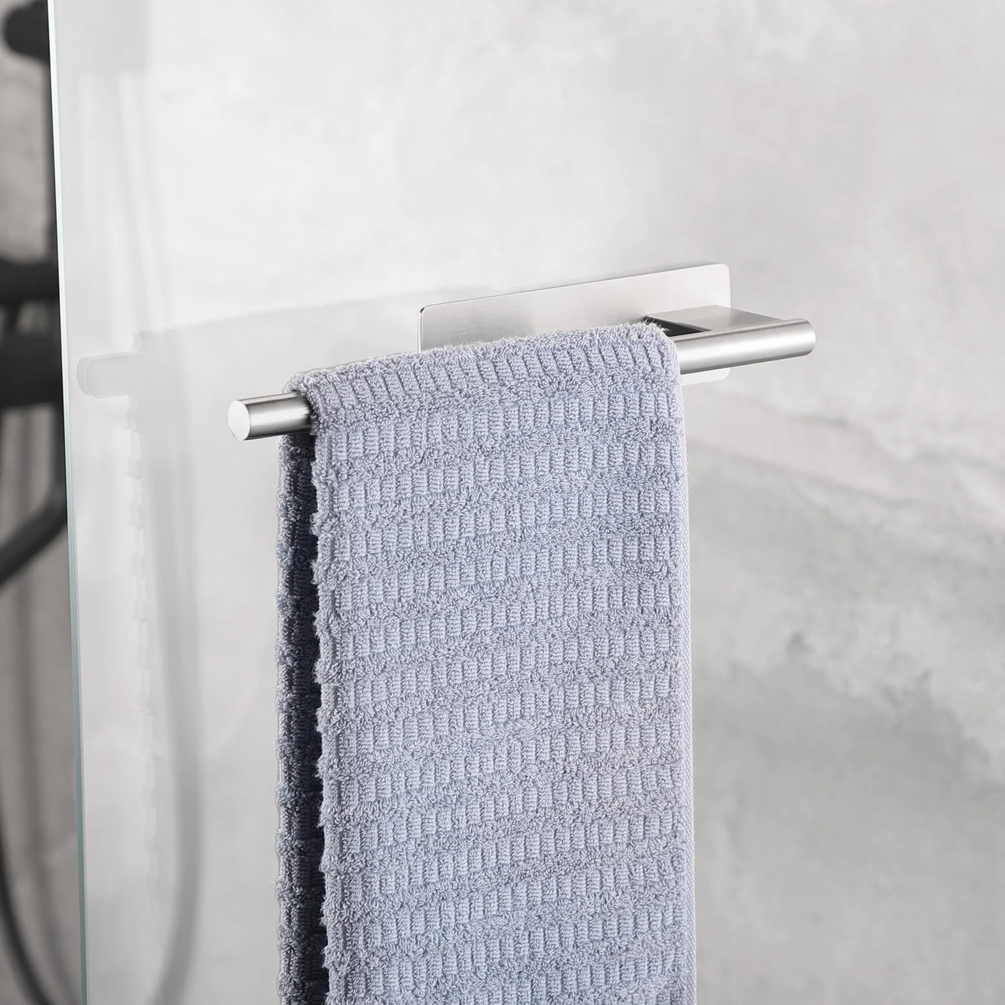 Porta Asciugamani Bagno Adesivo in Acciaio Inox Argento 22CM