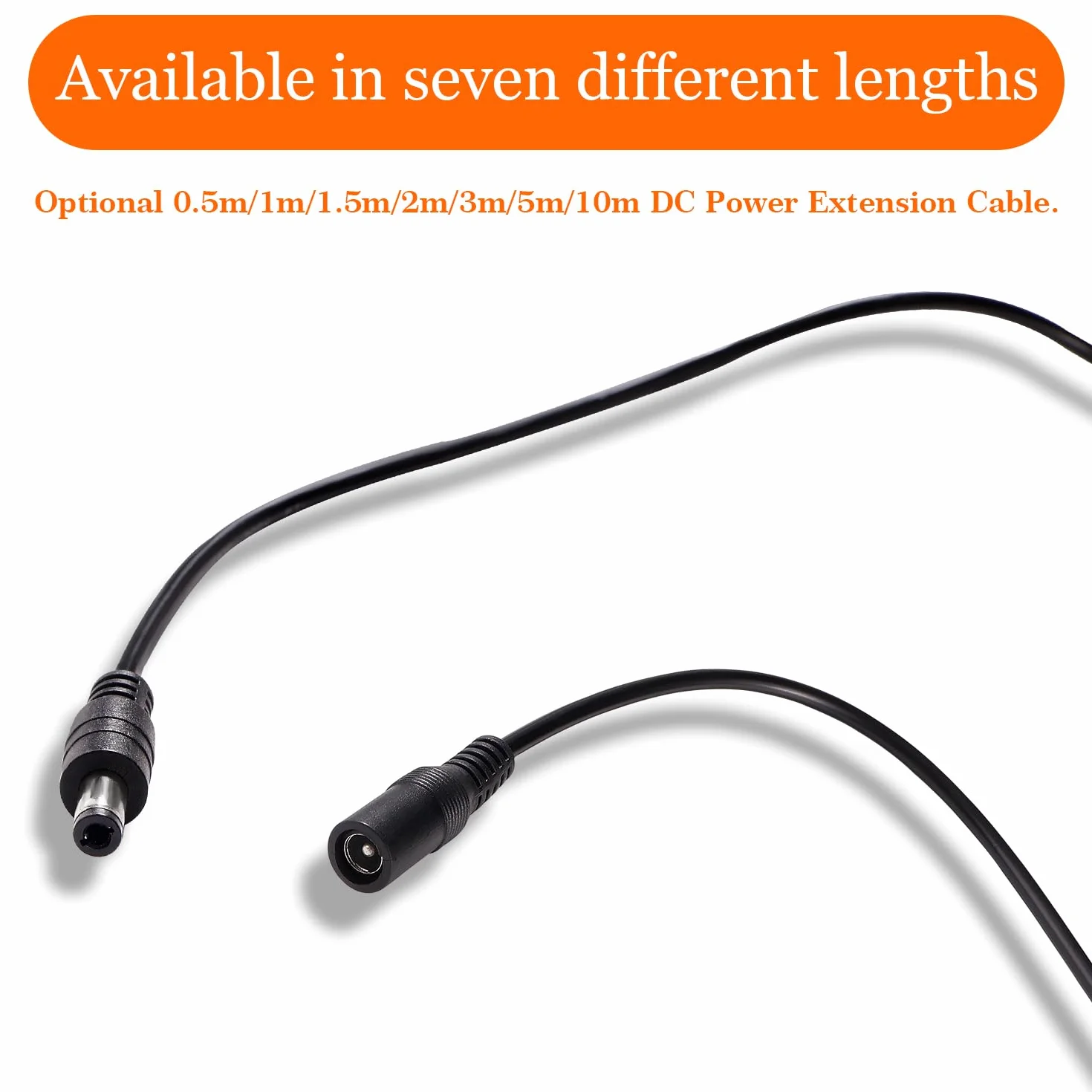 2 Pezzi 2m 5.5x2.1 mm 24V 12V Cavi di Prolunga per Alimentazione DC, DC Cavo Estensione Maschio a Femmina 22AWG, per Telecamera Sicurezza CCTV, DVR, Nero