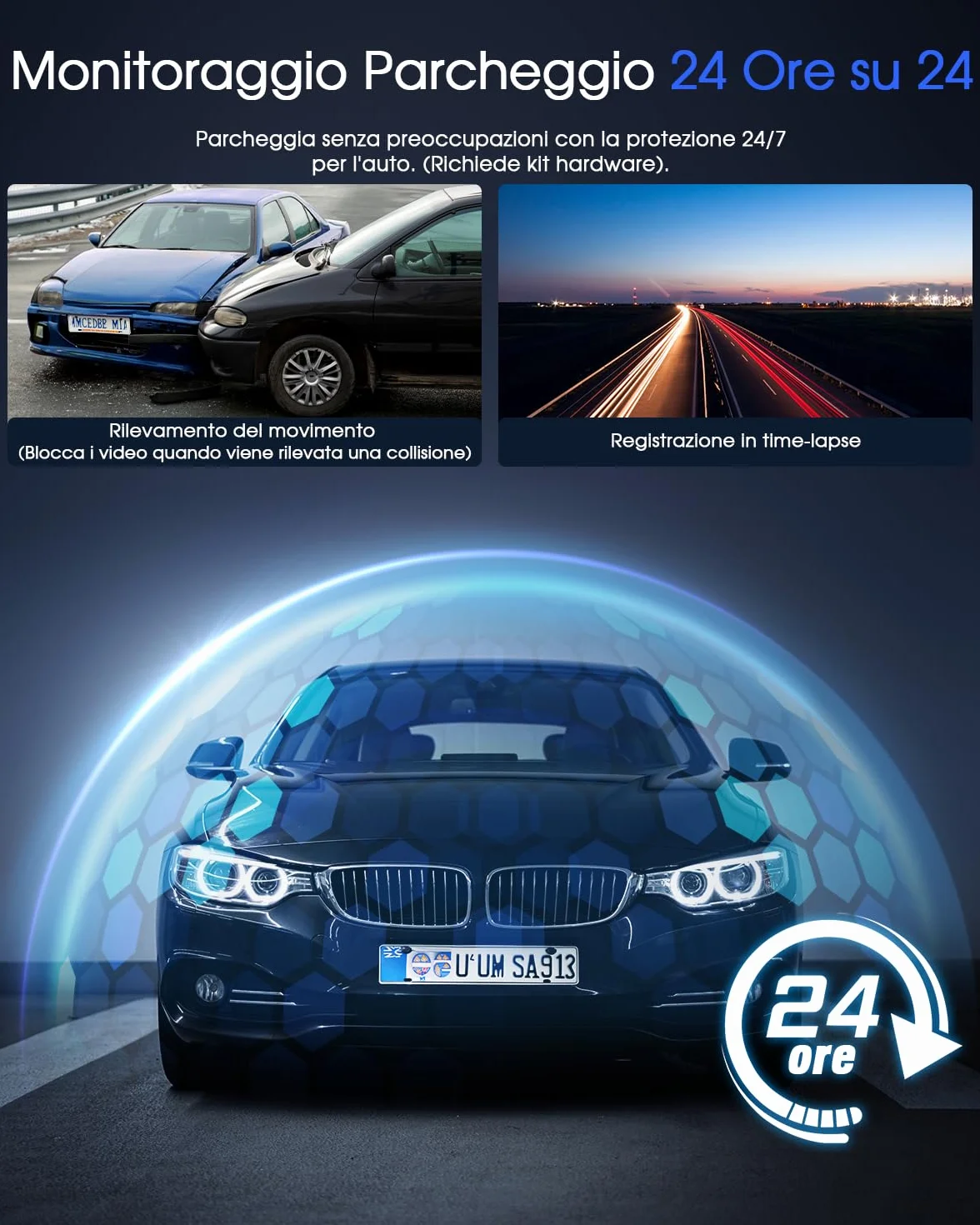 Avylet 2K Dash Cam Wi-Fi Con Scheda 64GB, Mini Telecamera per Auto 1440P con APP, Dashcam Auto GPS Esterno, WDR, Visione Notturna, 24H Monitor di Parcheggio, Rilevamento di Movimento, G-Sensor