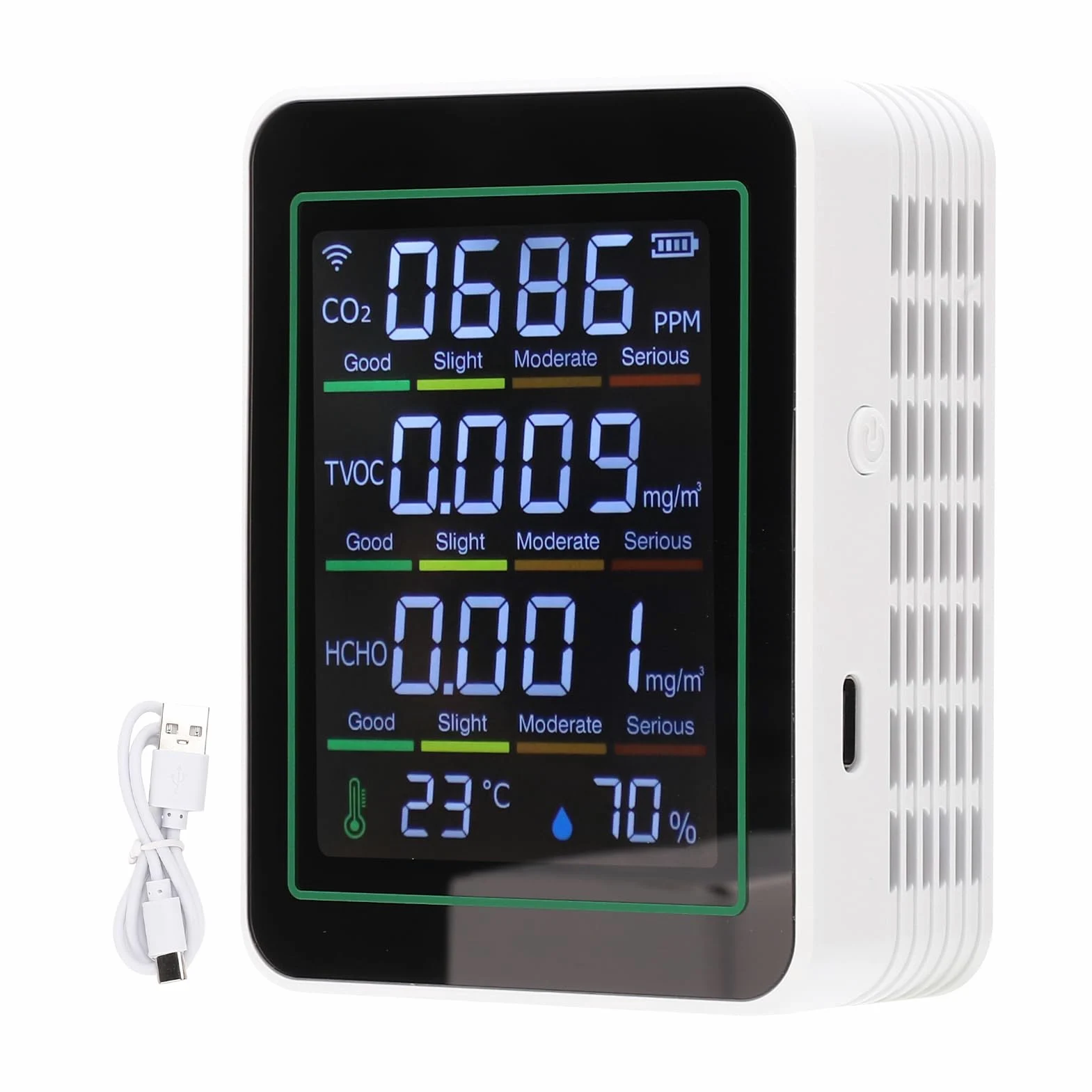 Rilevatore di CO2 per Interni, Monitor Multifunzionale della qualità Dell'aria con Display LCD per Serra, Palestra, Ufficio Domestico, Connessione WiFi Smart (#1)