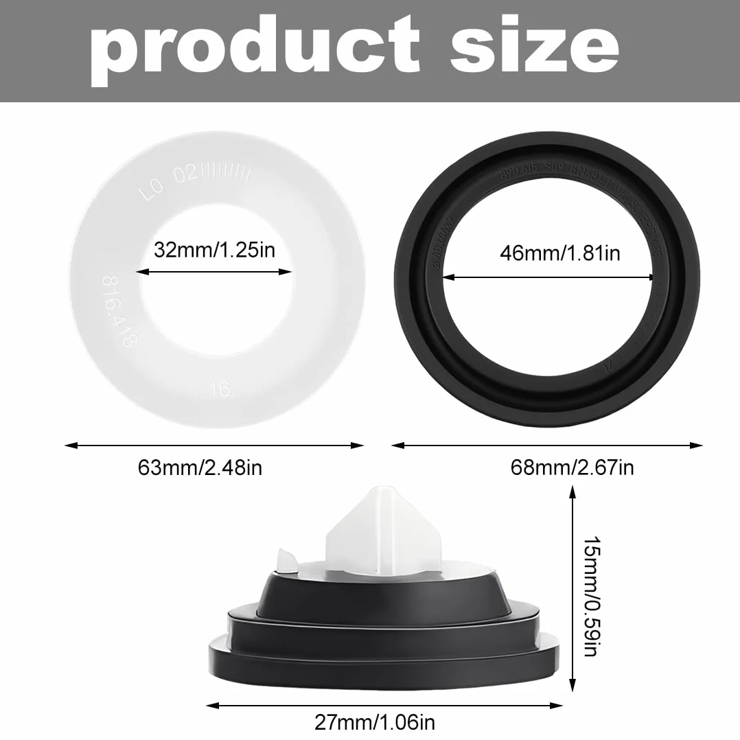 3 Pezzi Guarnizioni Set Cassetta per Geberit Guarnizione Campana Diametro 63x32mm e Guarnizione Bassi Diametro 68x46mm Ricambi