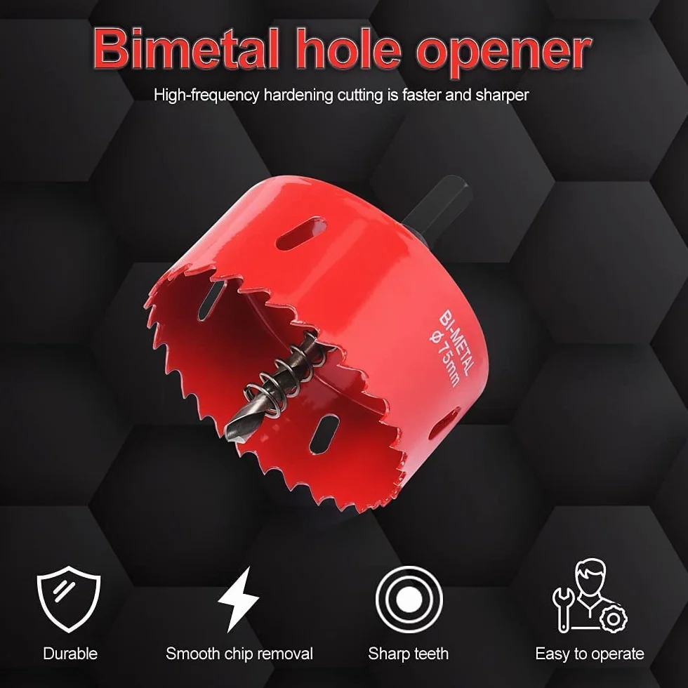Flintronic Bimetallica Seghe a Tazza Kit 13 PZ Ø18-75mm Adattatore Esagonale Punta di Centraggio