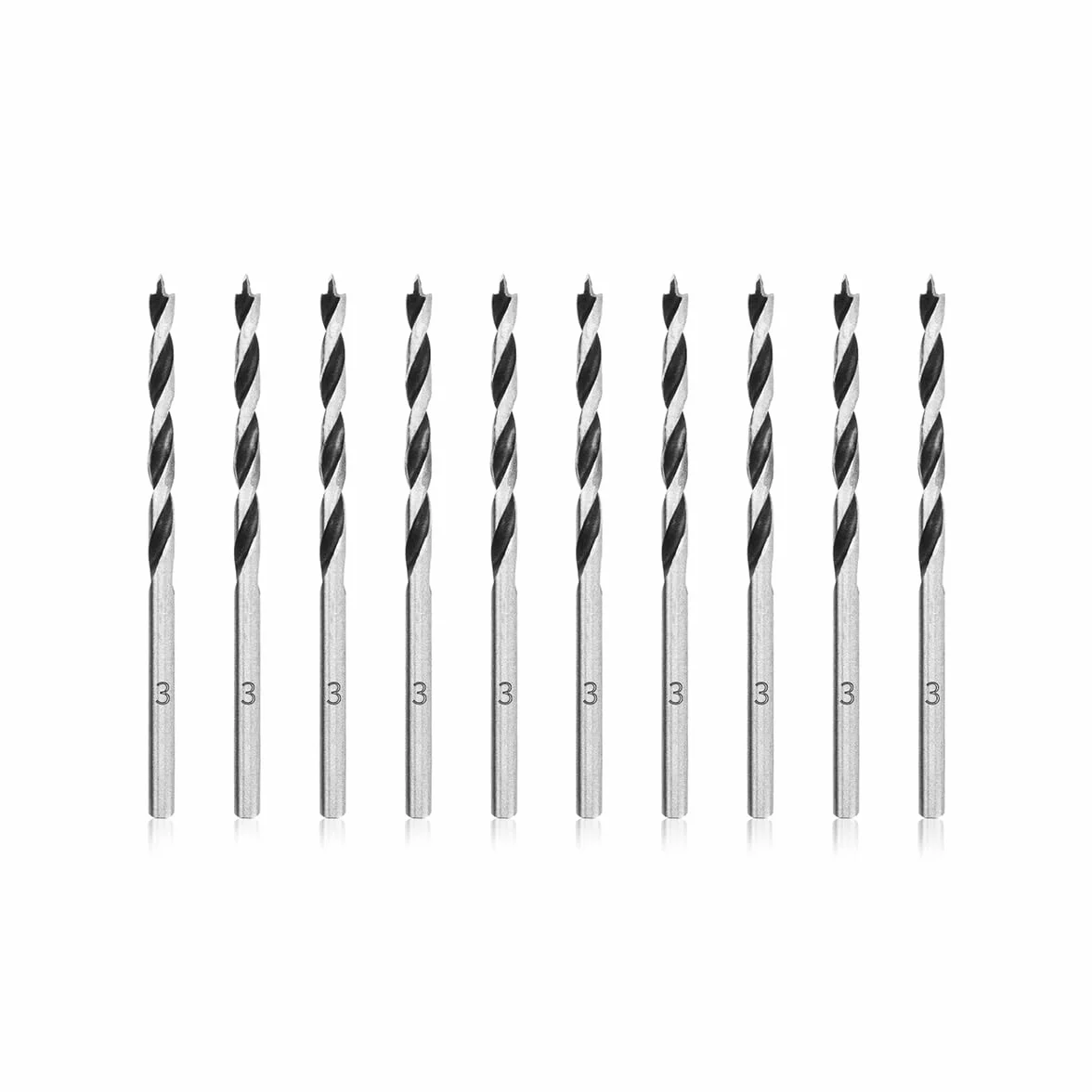 Meccion Punte Trapano Legno 3mm 10 Pezzi Brad Point Elicoidale