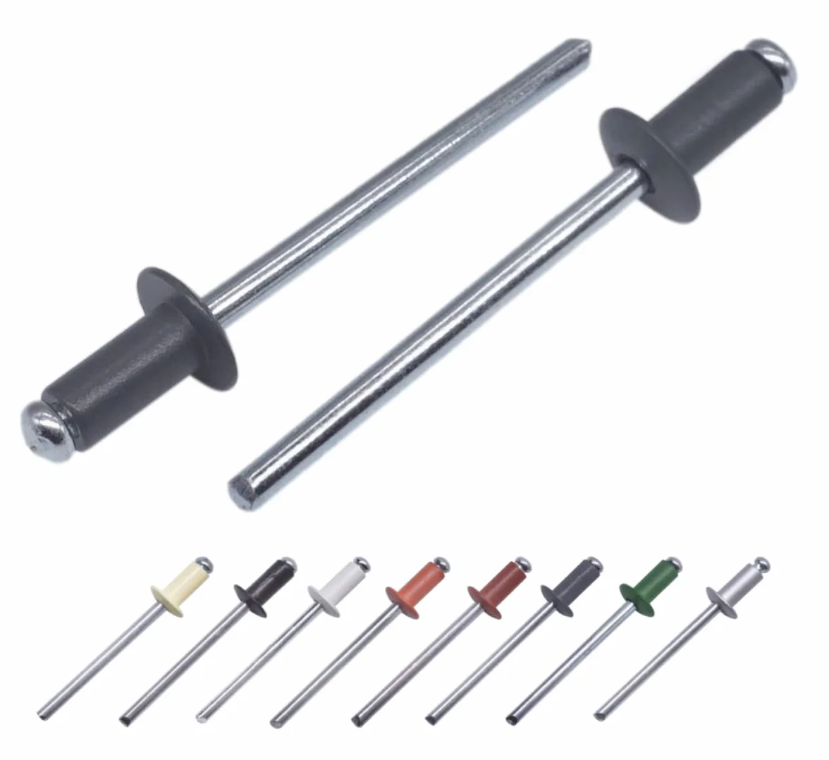 Rivetti ciechi verniciati 4,0 x 8 mm DIN 7337 testa sferica alluminio acciaio 500 pezzi Grigio Antracite RAL 7016