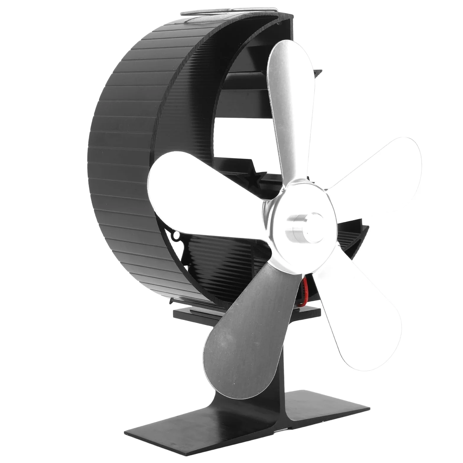 WINH Ventilatore per stufa a legna a 5 pale, in lega di alluminio, a risparmio energetico, ventilatore per la casa, alimentato a calore, per pesca sostenibile sul ghiaccio all'aperto (argento)