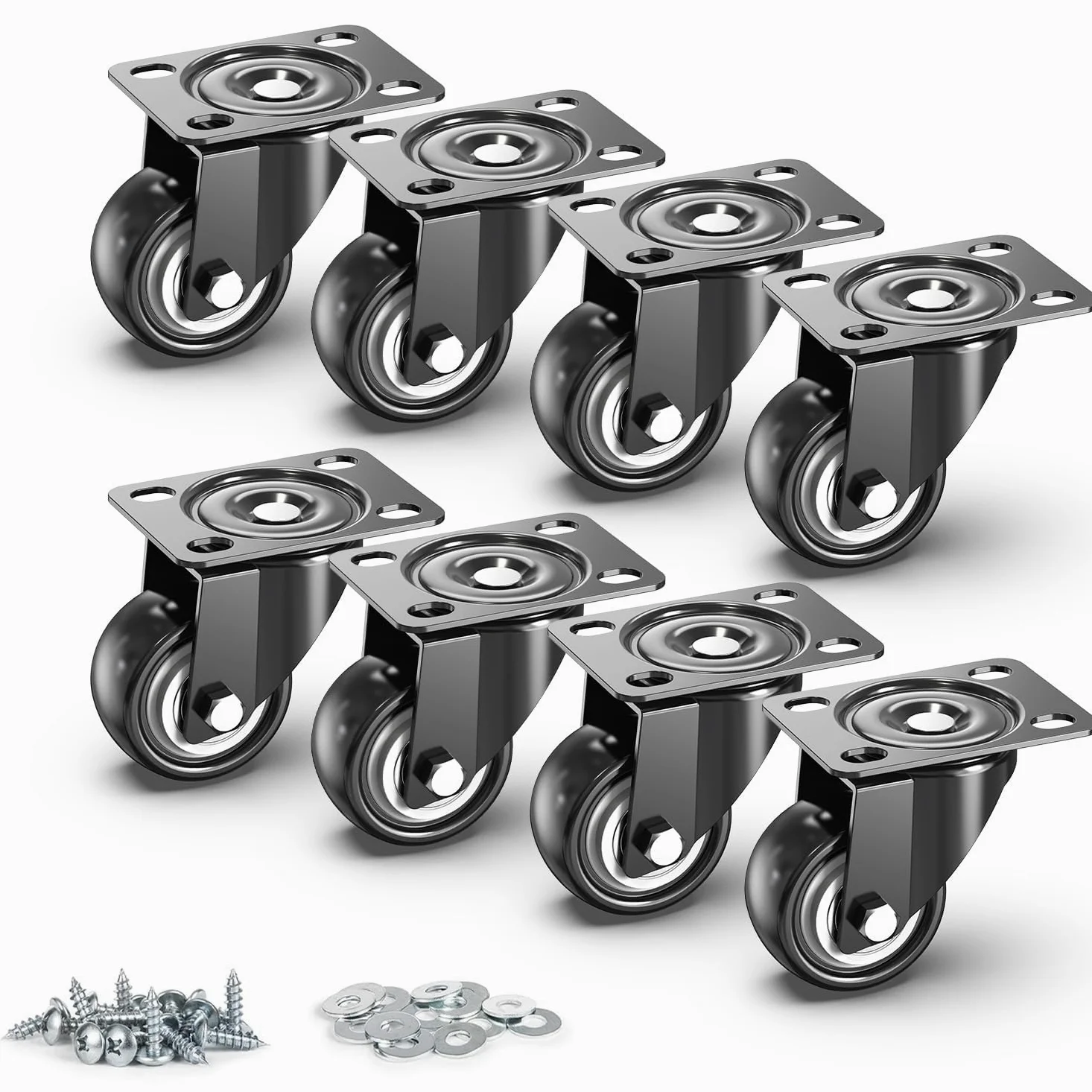 50mm Mobili Ruote per carrelli Senza Freno - Totale capacità 500kg - Scorrevole & Silenzioso Ruote - per carichi Pesanti Ruote per Mobili (Set di 8)