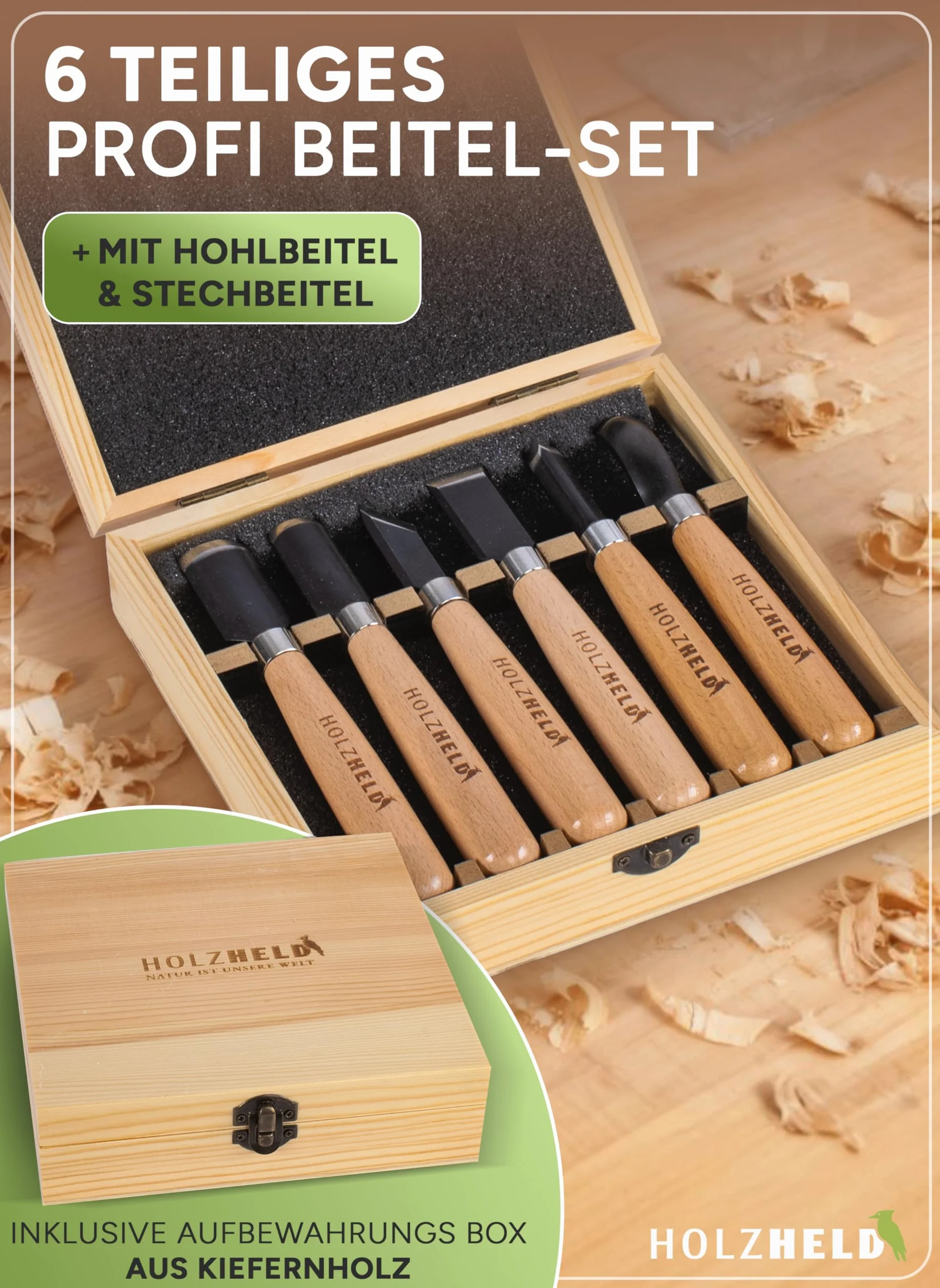HOLZHELD Set di 6 forbici per legno in acciaio giapponese