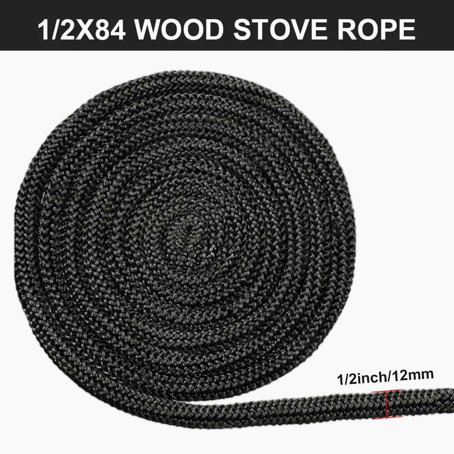 Guarnizione for stufa a legna, camino, corda in fibra di vetro, grigio scuro, 6-12 mm x 2 metri(10mm x 2M)