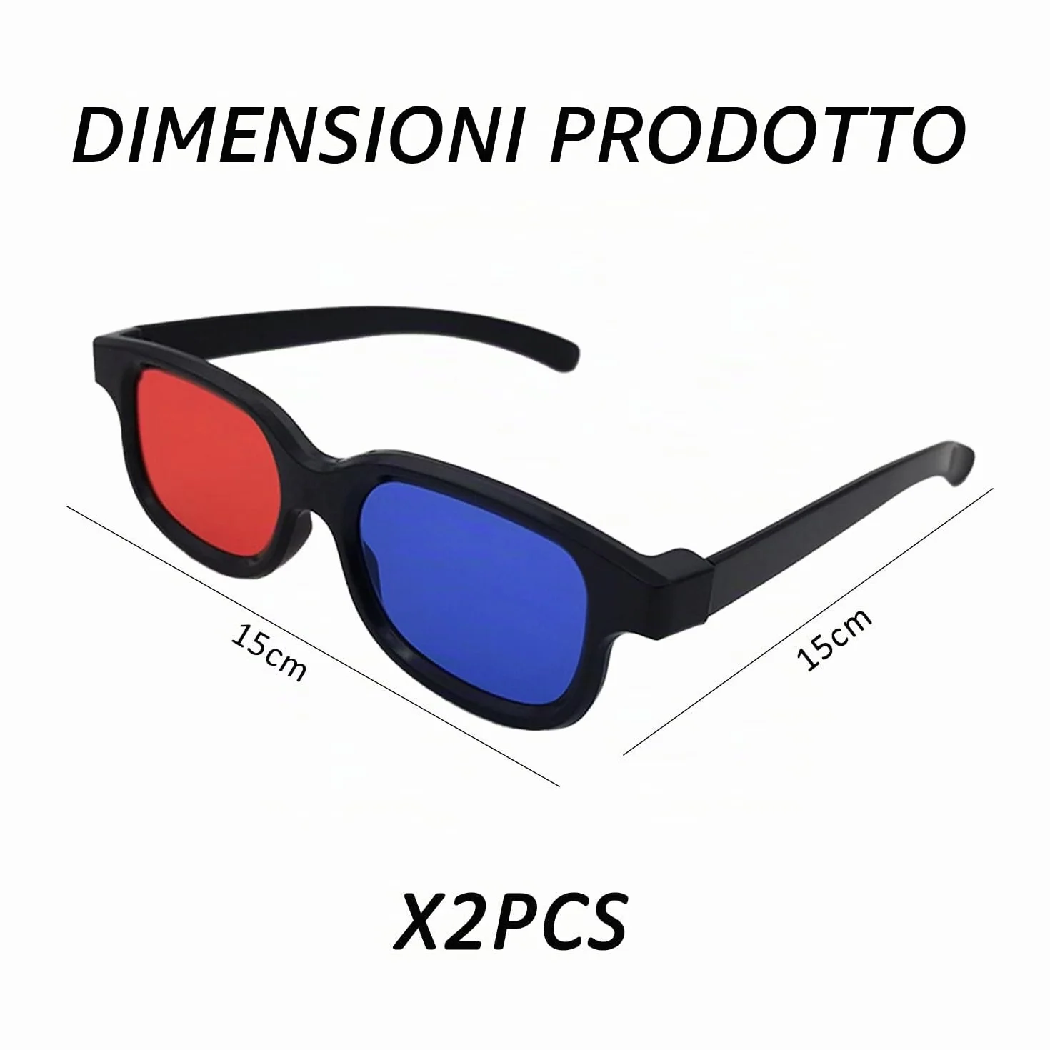 2occhiale rossi e blu, occhiali 3D, da sole 3D, lenti anti-appannamento e anti-graffio, adatti per spettacoli di luce, feste in vacanza, home theater, cinema