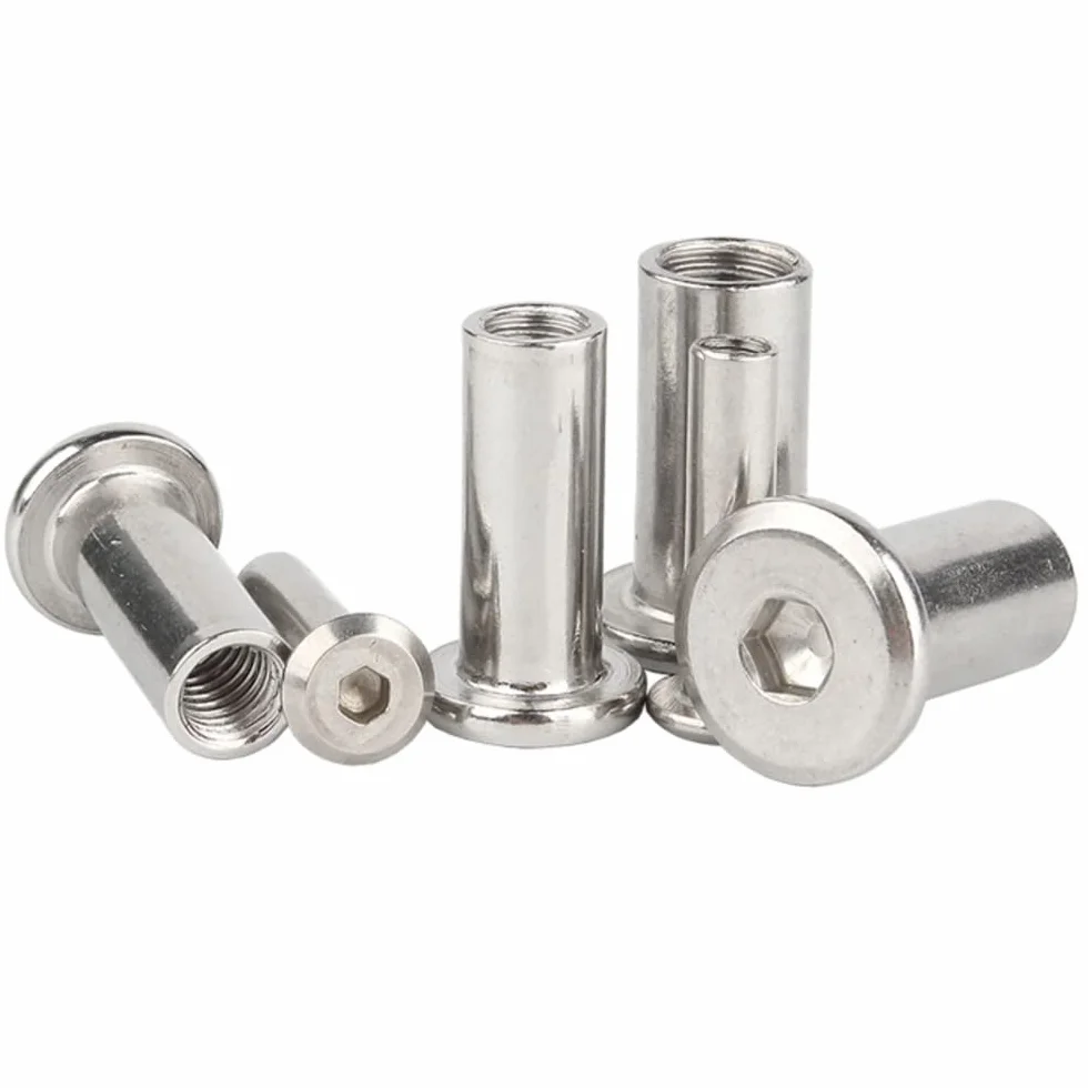 Inserti filettati M6 x 30 mm in acciaio inox 304 testa piatta dado rivetto 5 pezzi