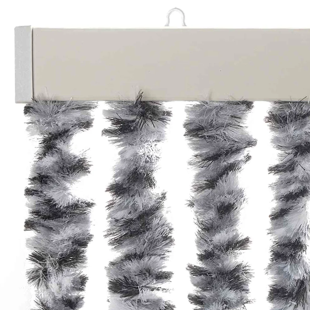 Zanzariera per porta, in ciniglia, grigio, nero, bianco, 56 x 200 cm, per casa, roulotte, camper, silenziosa, rimovibile, con ganci