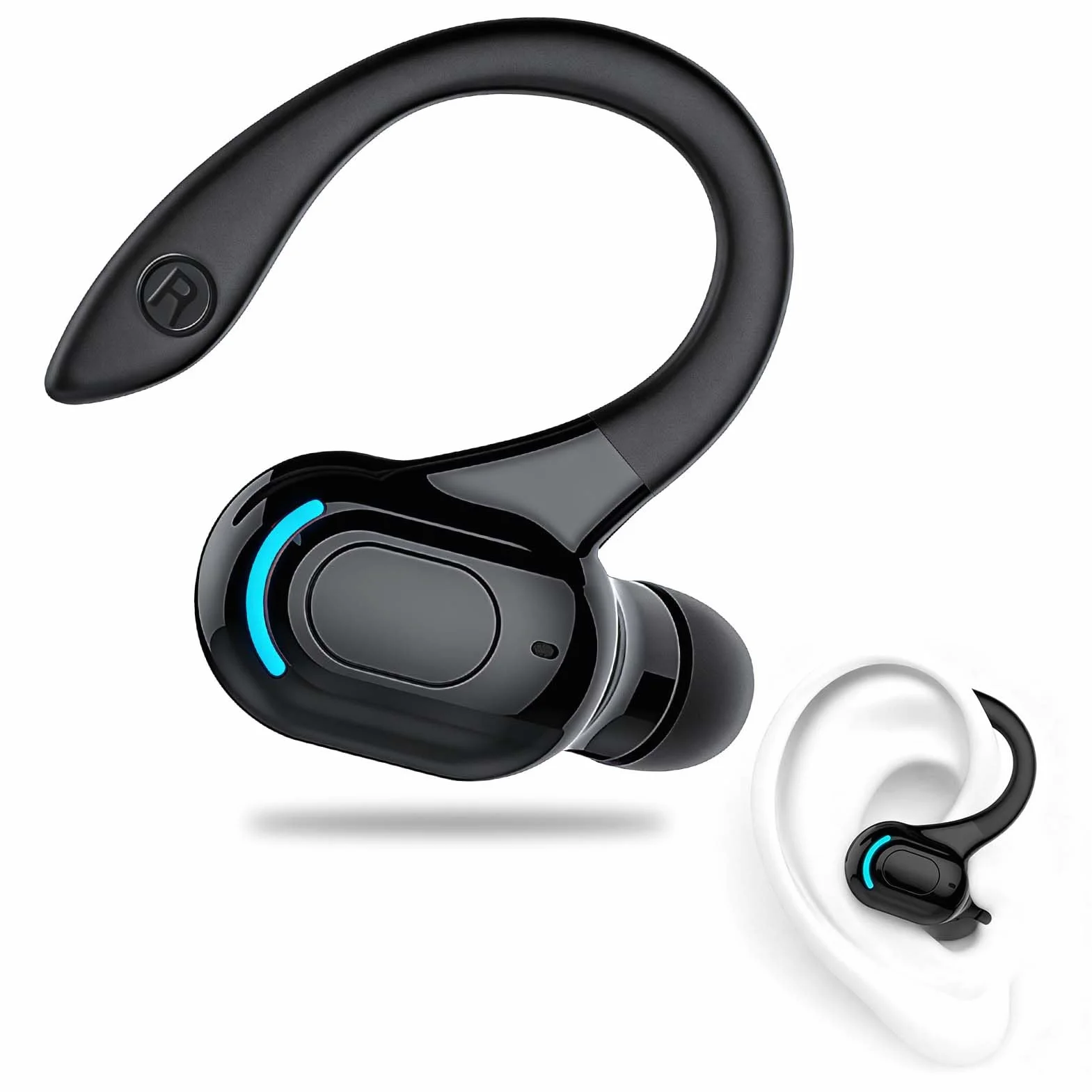 Auricolare Bluetooth Mono V5.2 Cuffie Vivavoce con Microfono Design 360° sopra l'Orecchio Pinganello Bluetooth Mobile Compatibile con Phone, Android e PC
