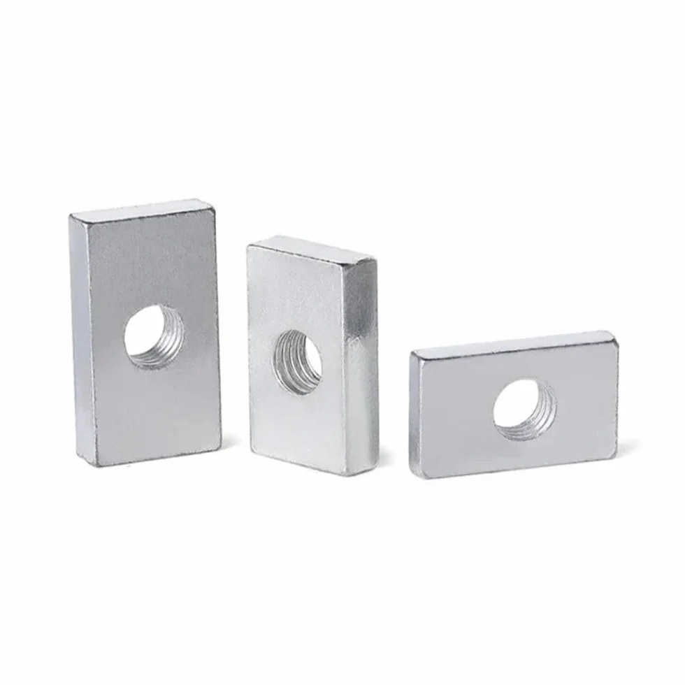 Dado Quadrato in Acciaio al Carbonio Zincato M3 M4 M5 M6 M8 50 Pezzi per Profilo in Alluminio M5x7x10x3mm